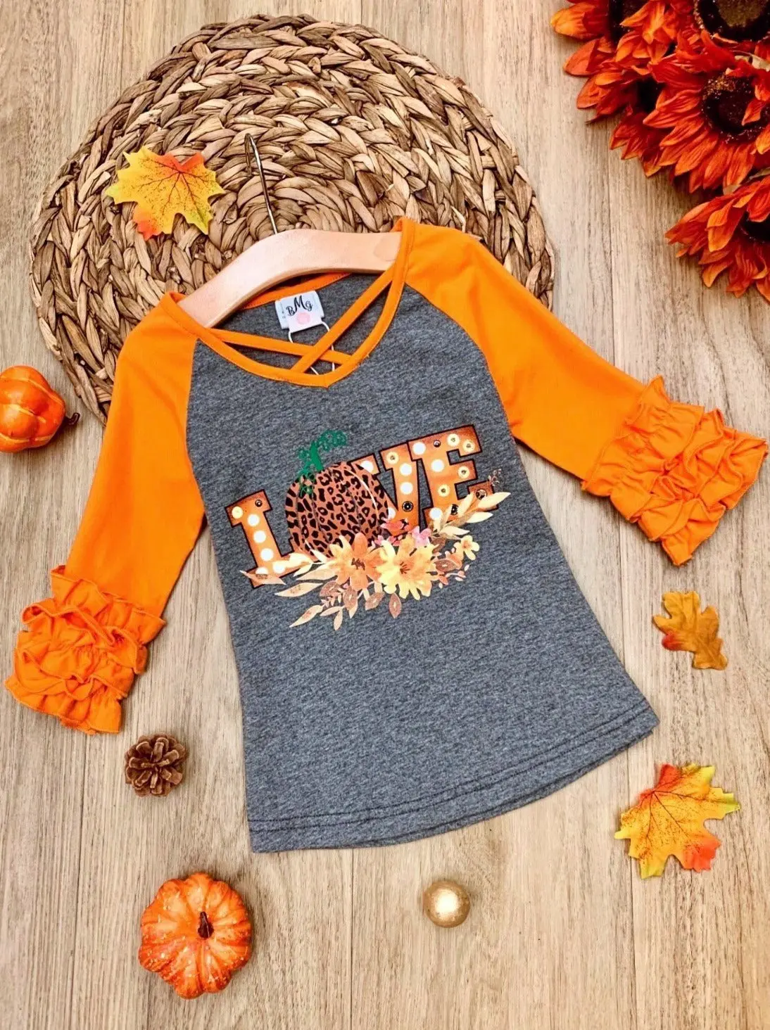 Love Fall Front Cross Raglan Top - Image 3