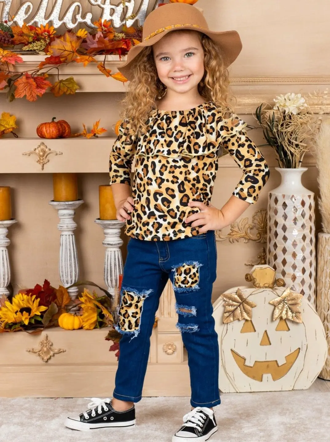 Autumn Leopard Patched Jeans Set - Image 2