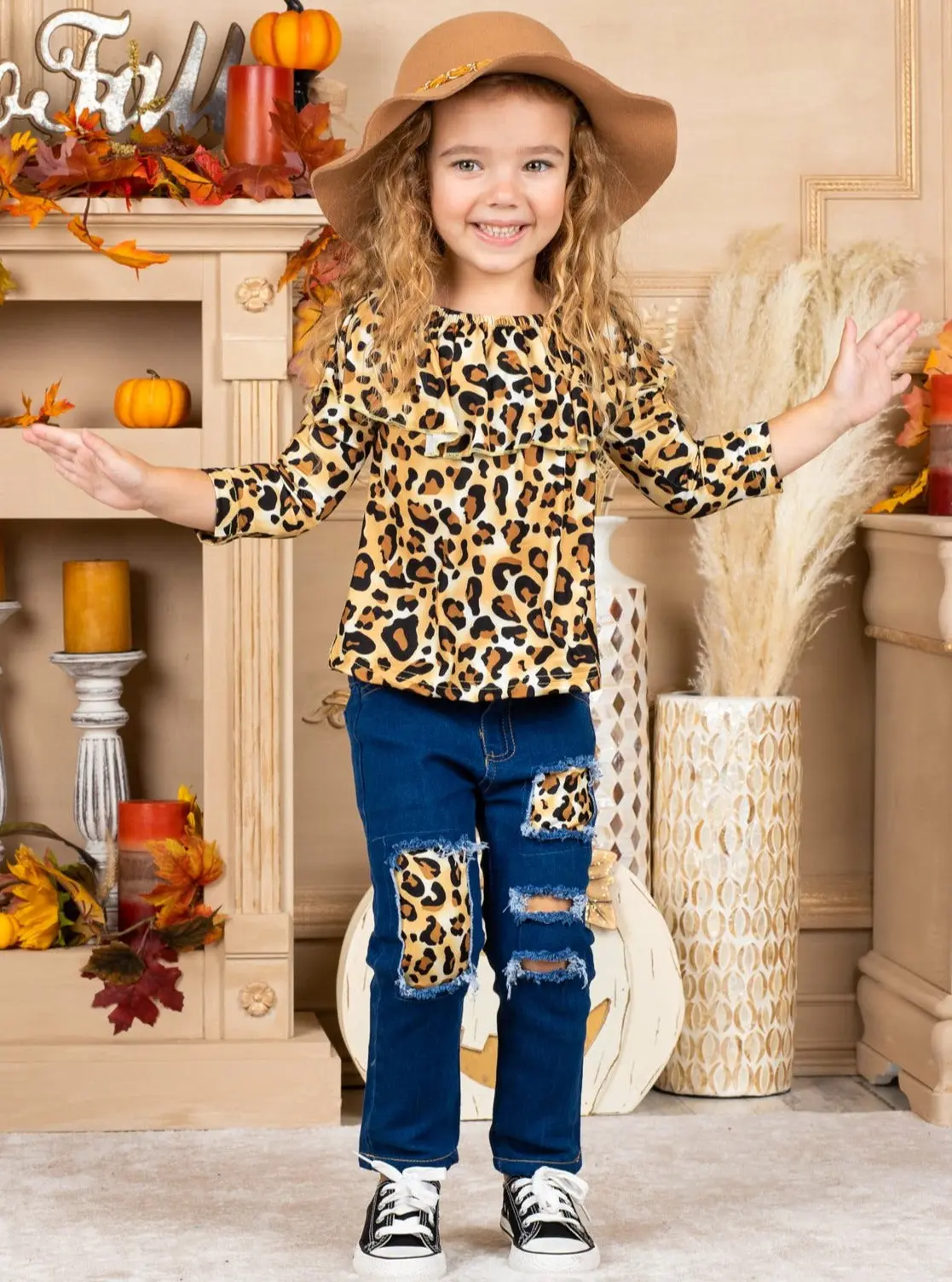 Autumn Leopard Patched Jeans Set - Image 5