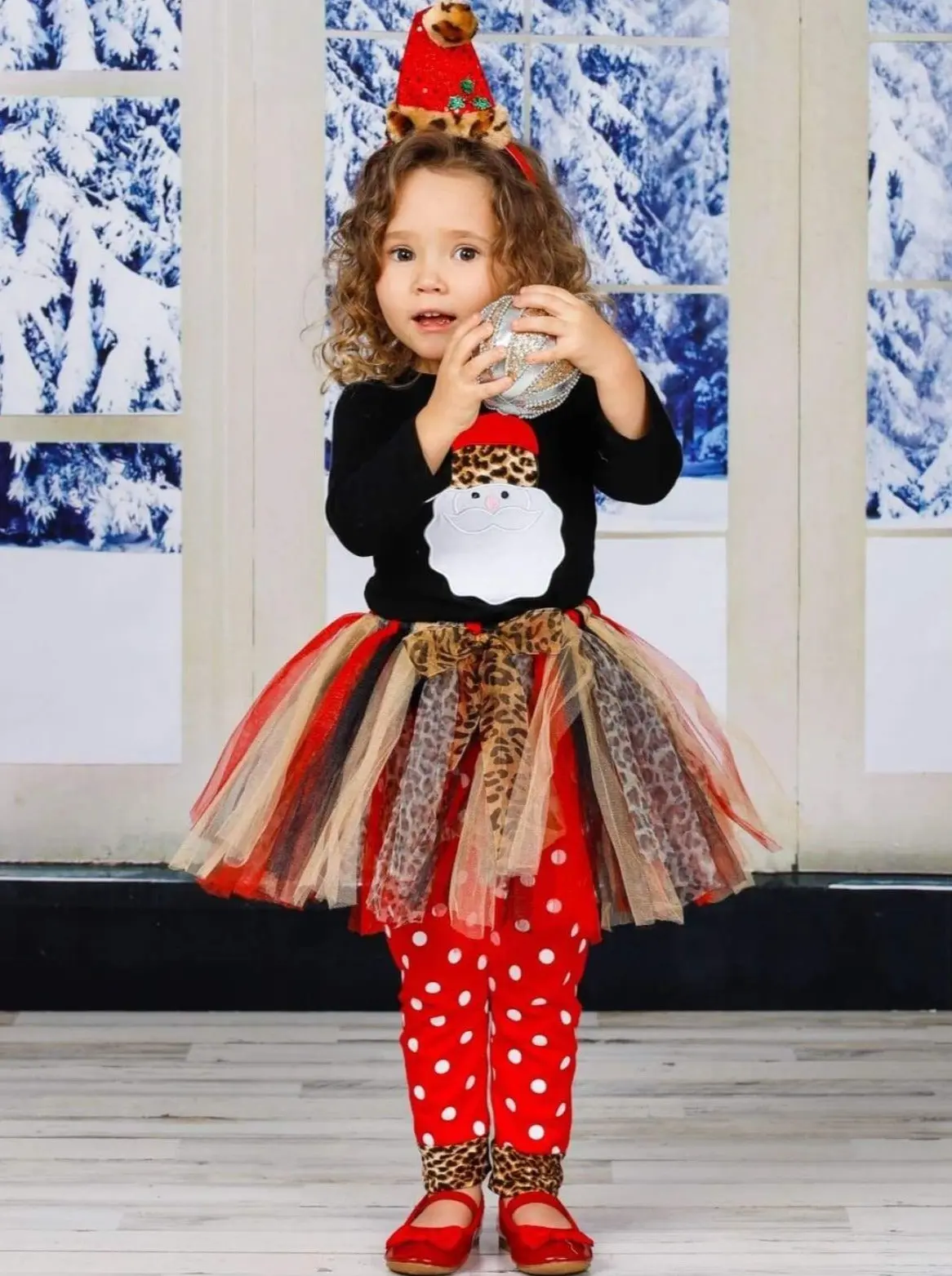 Wild For Santa Top, Tutu Skirt and Legging Set - Image 3