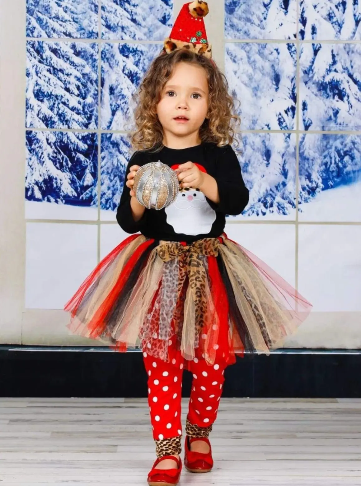 Wild For Santa Top, Tutu Skirt and Legging Set - Image 4