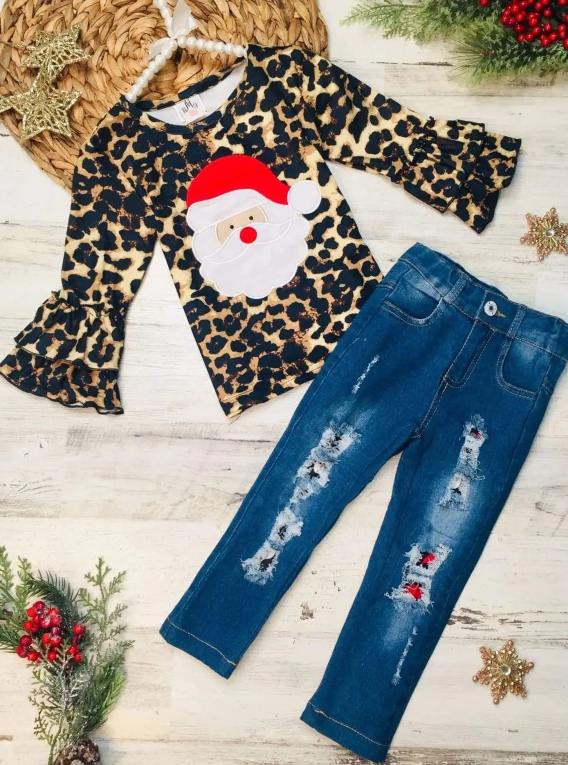 Wild For Santa Patched Jeans Set - Image 2