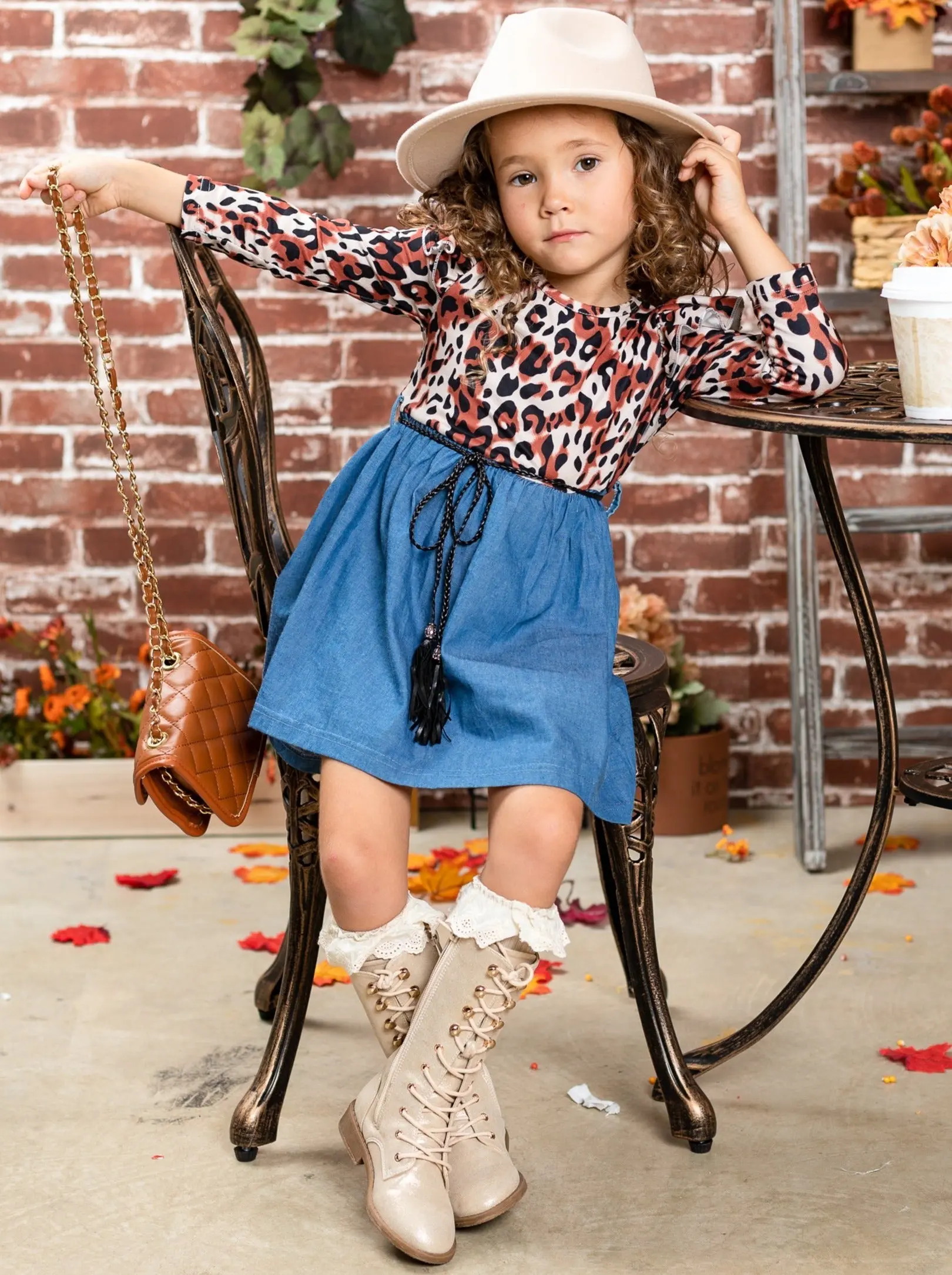 Fierce and Fab Leopard Denim Dress - Image 3