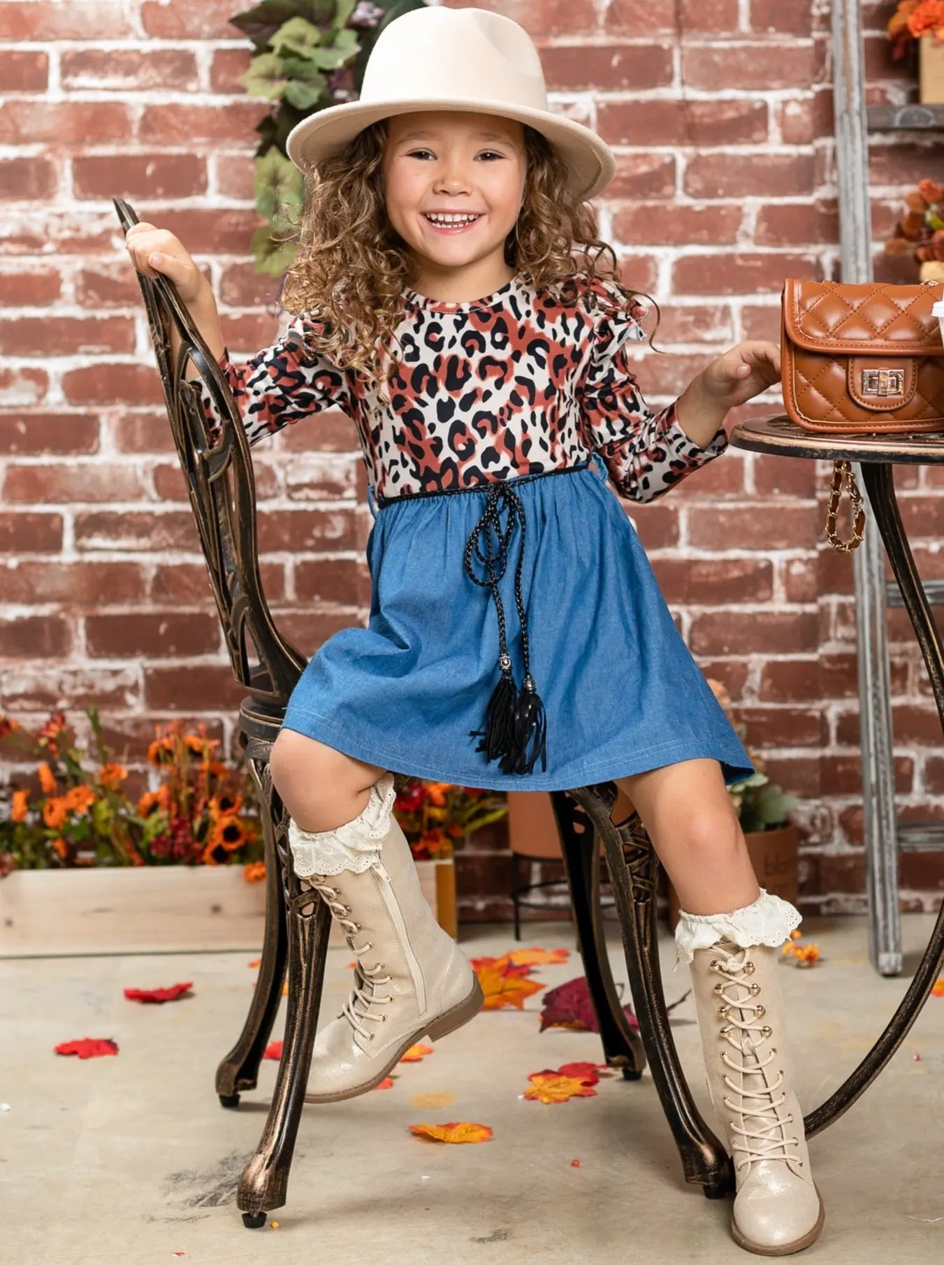 Fierce and Fab Leopard Denim Dress - Image 4