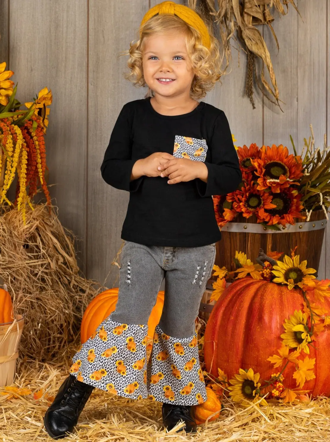 Sunflowers In My Pocket Bell Bottom Jeans Set - Image 2