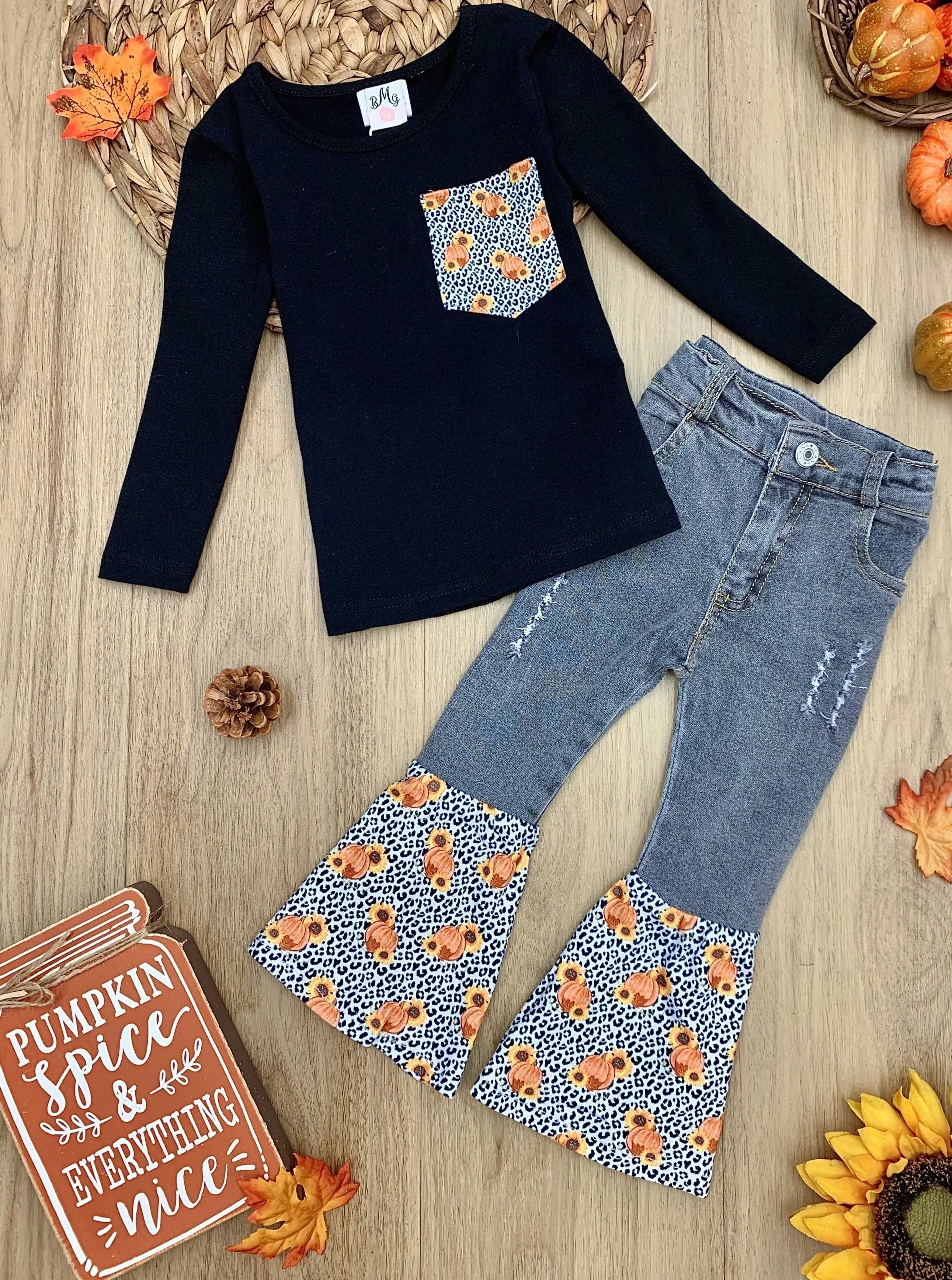 Sunflowers In My Pocket Bell Bottom Jeans Set - Image 3