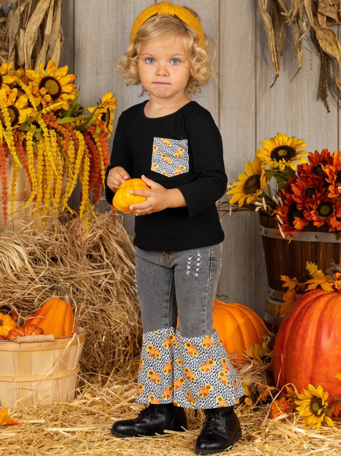 Sunflowers In My Pocket Bell Bottom Jeans Set - Image 4