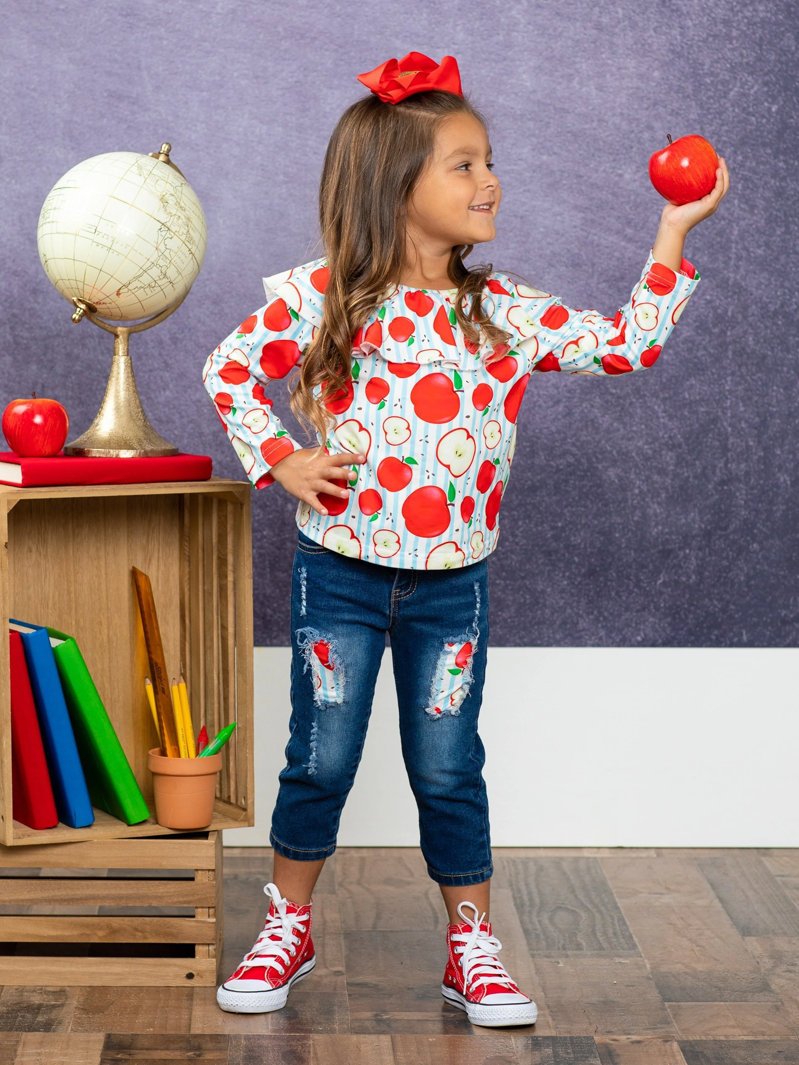 Ace My Classes Apple Patched Jeans Set - Image 5