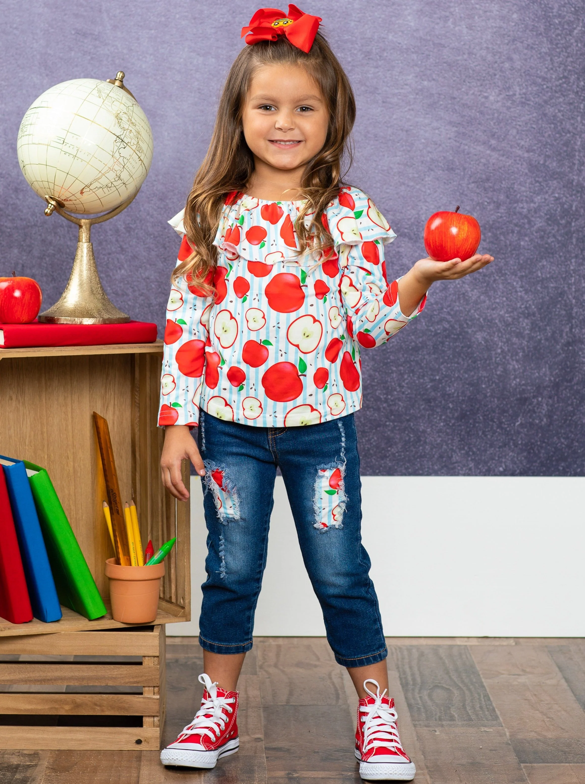 Ace My Classes Apple Patched Jeans Set - Image 6