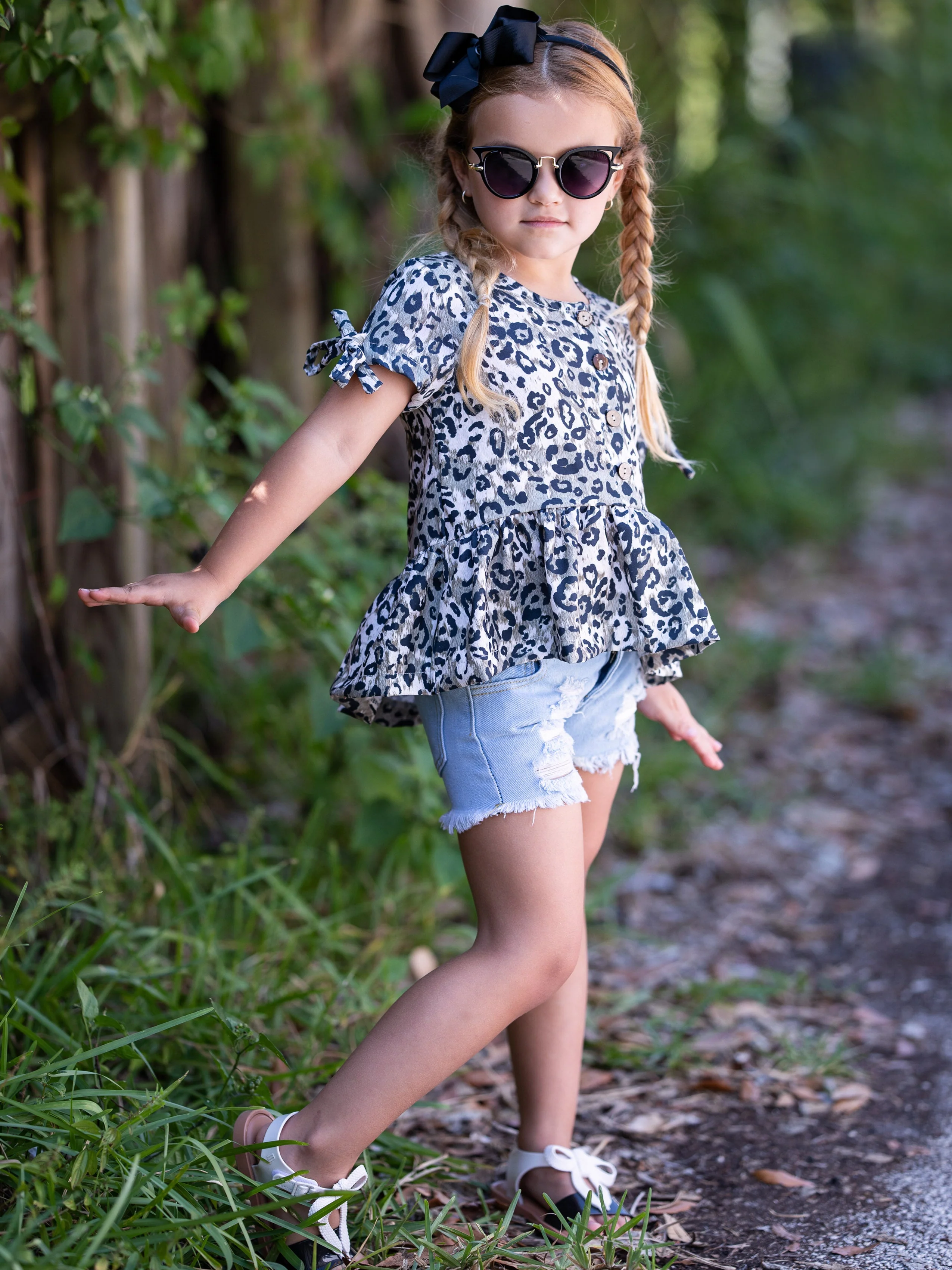 Jungle Fun Top and Denim Short Set - Image 2