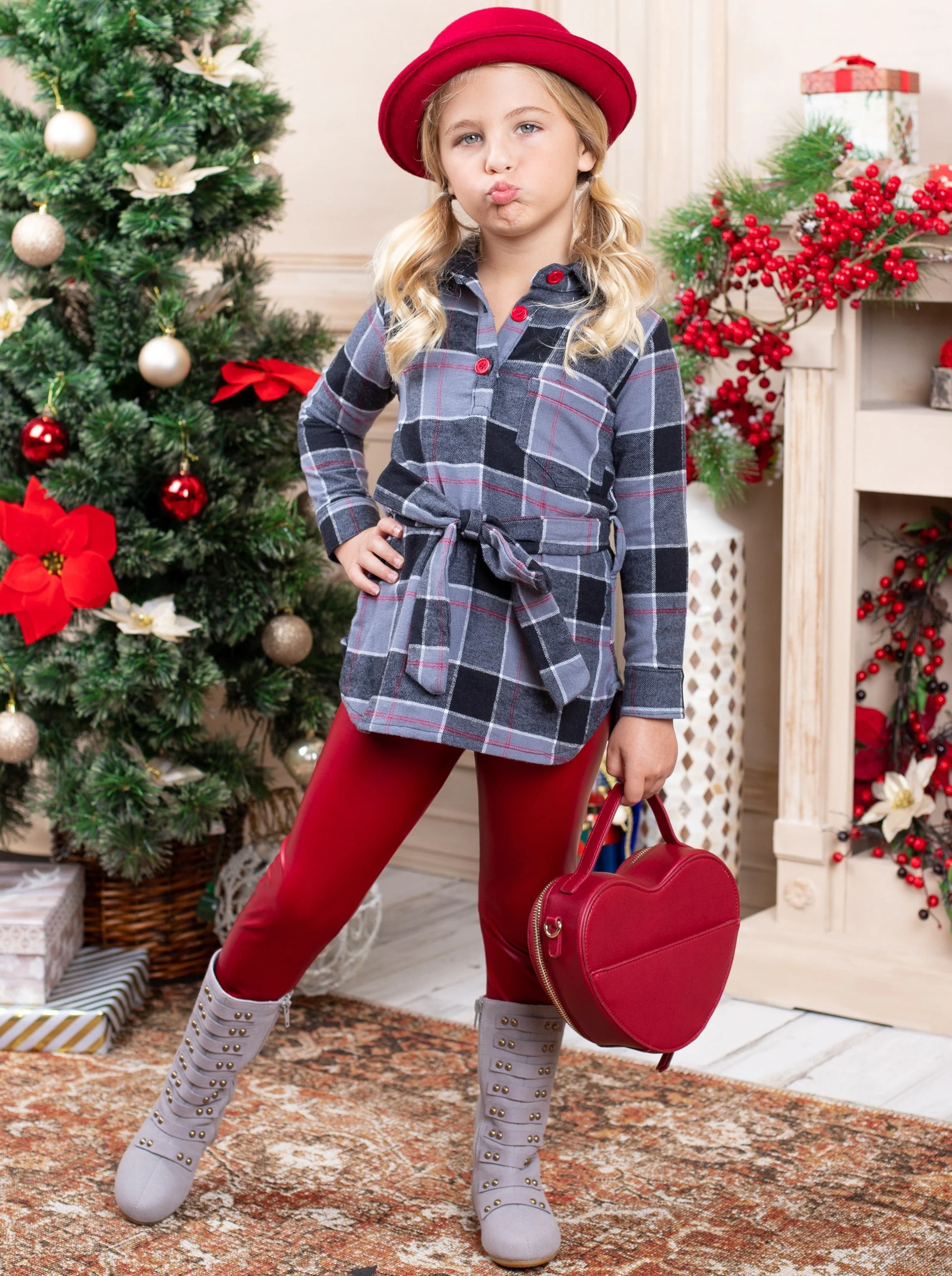Mommy and Me Chic Vegan Leather Legging Set - Image 3