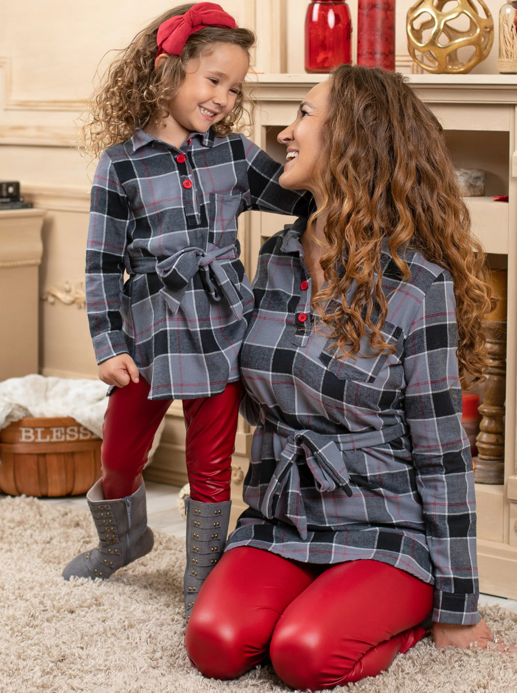 Mommy and Me Chic Vegan Leather Legging Set - Image 4
