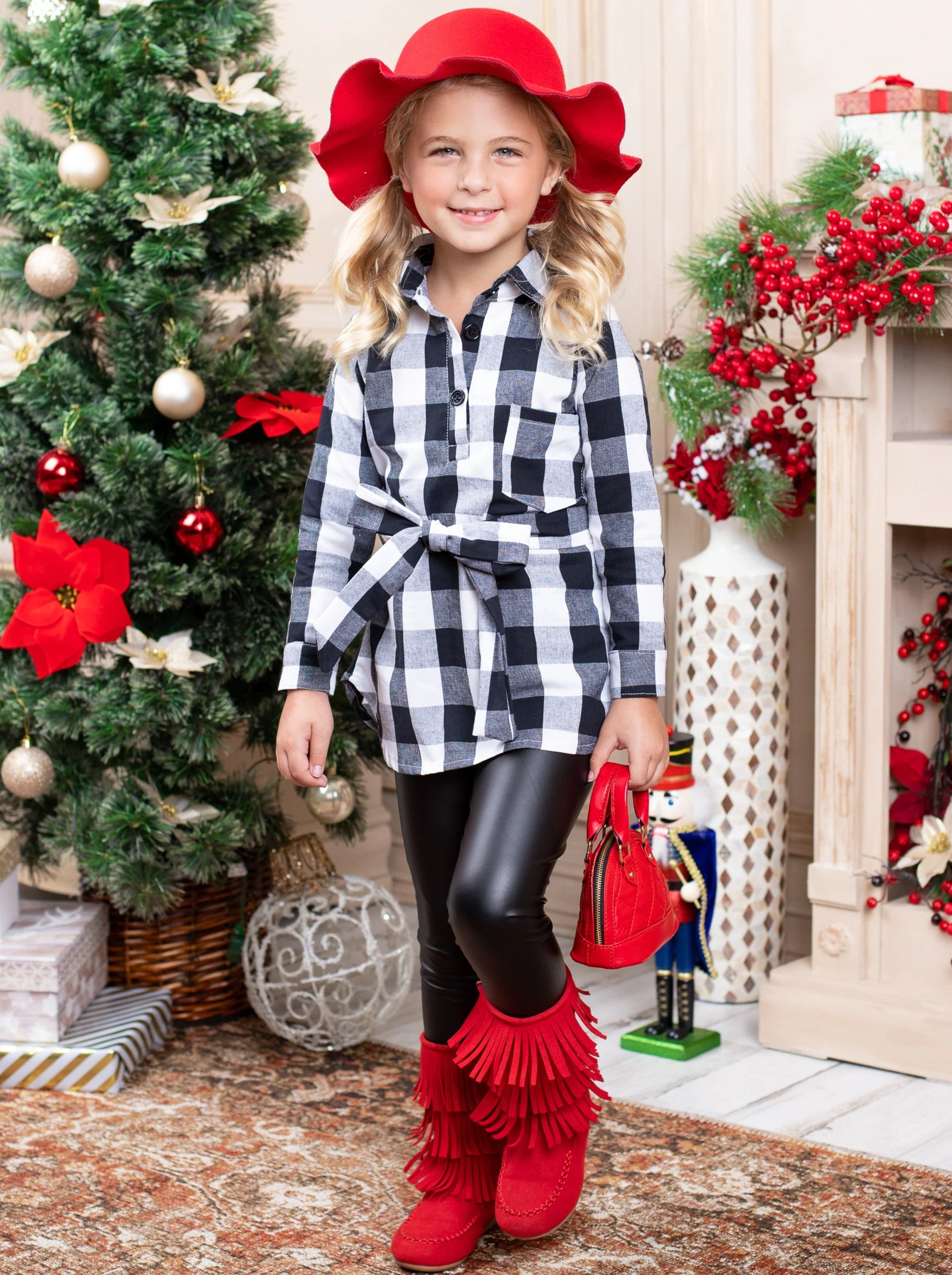 Mommy and Me Chic Vegan Leather Legging Set - Image 2