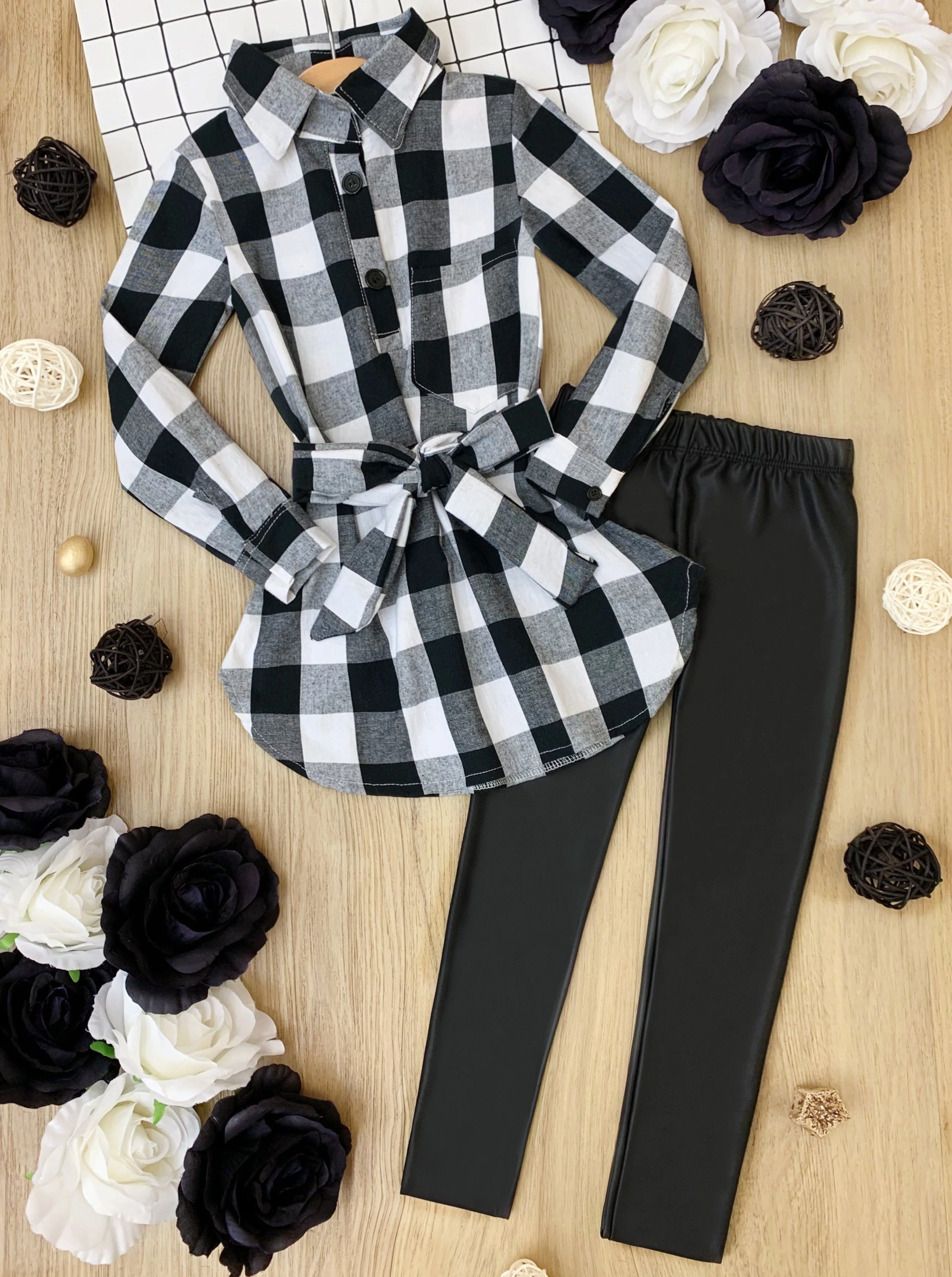 Mommy and Me Chic Vegan Leather Legging Set - Image 5