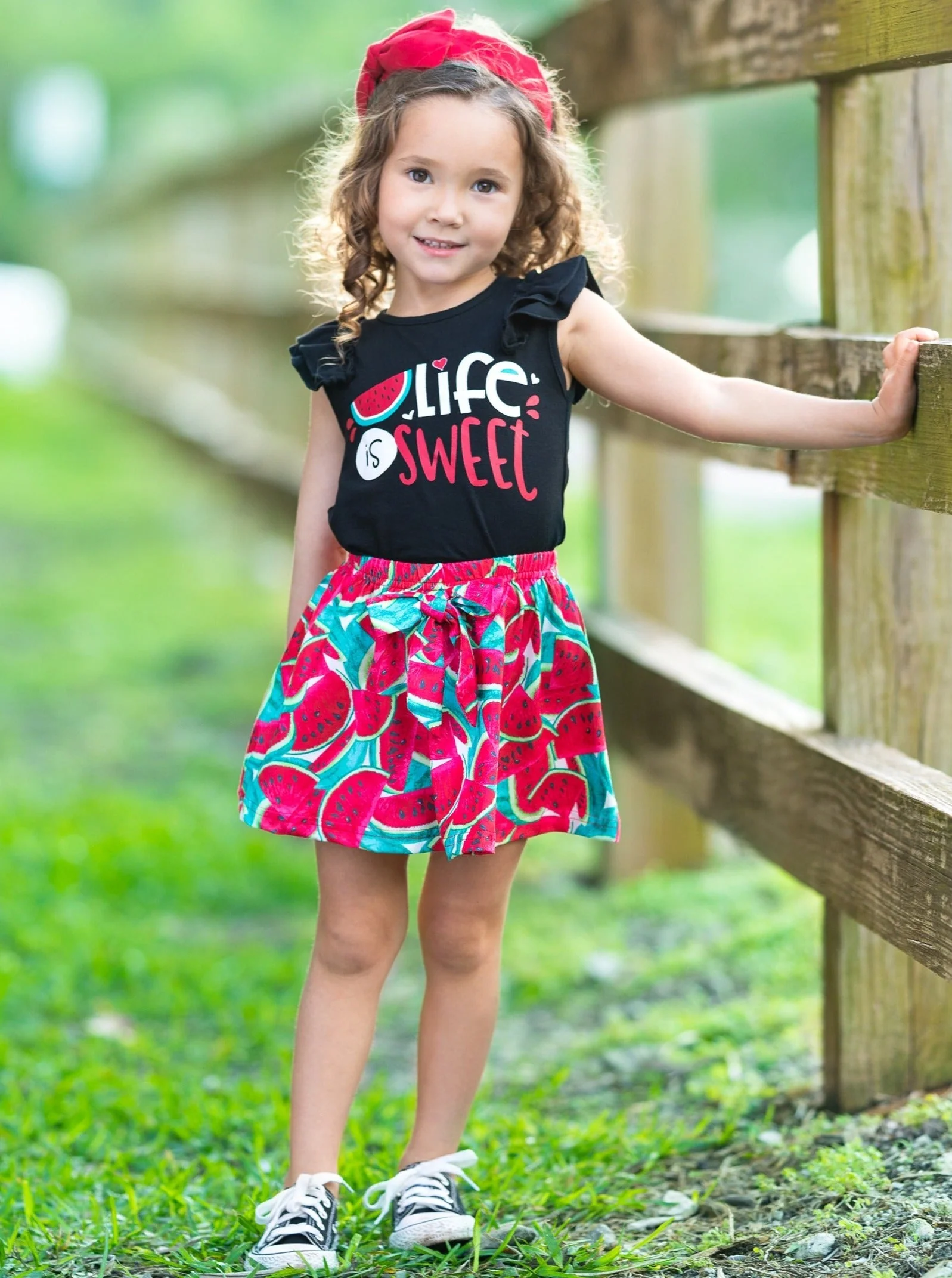 Girls Life is Sweet Watermelon Top and Skirt Set - Image 4