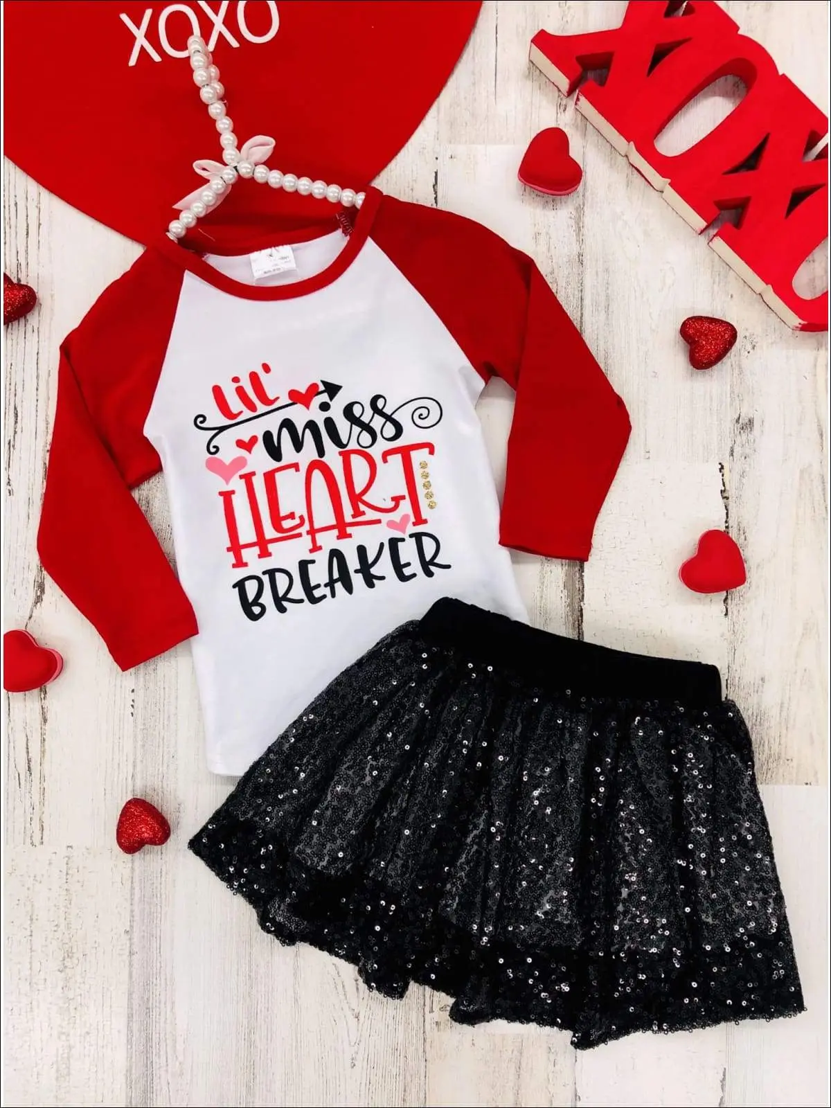 Lil' Miss Heart Breaker Sparkle Skirt Set - Image 2