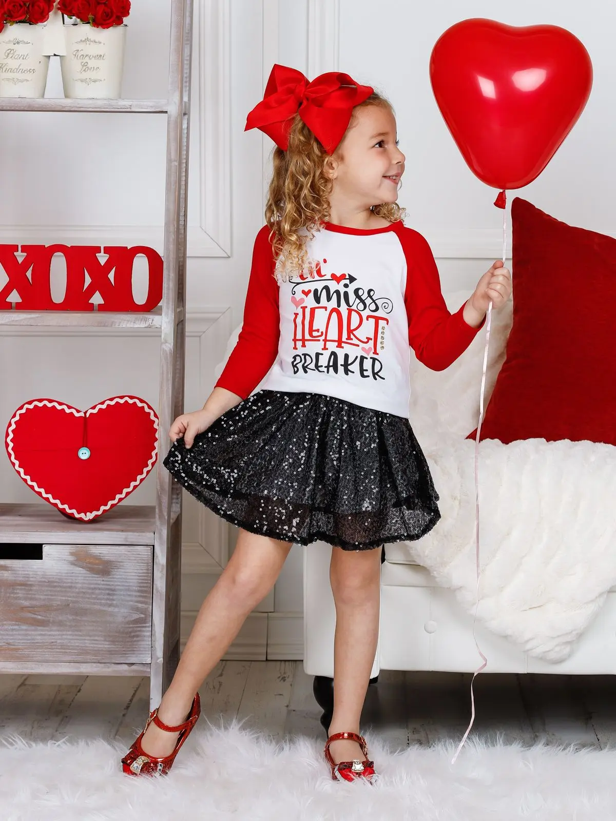 Lil' Miss Heart Breaker Sparkle Skirt Set - Image 3