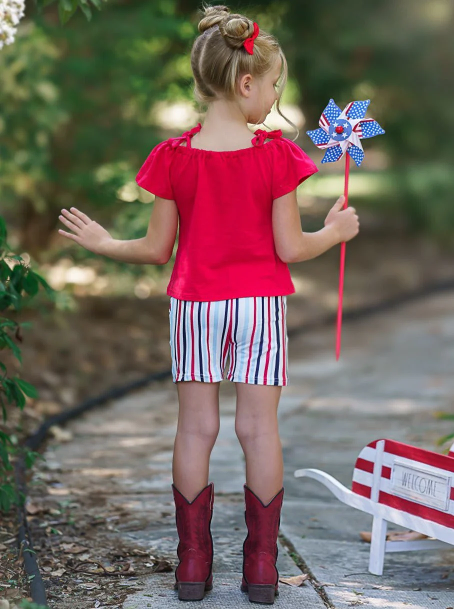 Lil Lady In Red Striped Shorts Set - Image 5