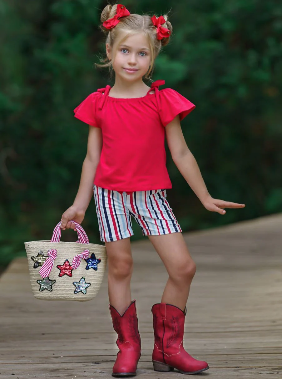 Lil Lady In Red Striped Shorts Set - Image 6