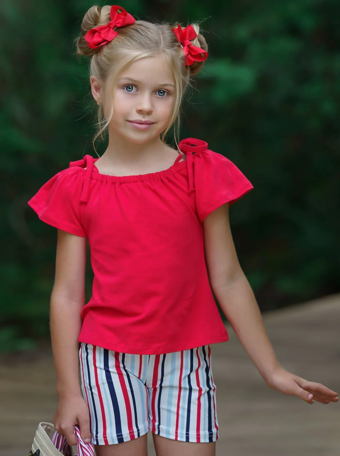 Lil Lady In Red Striped Shorts Set - Image 7