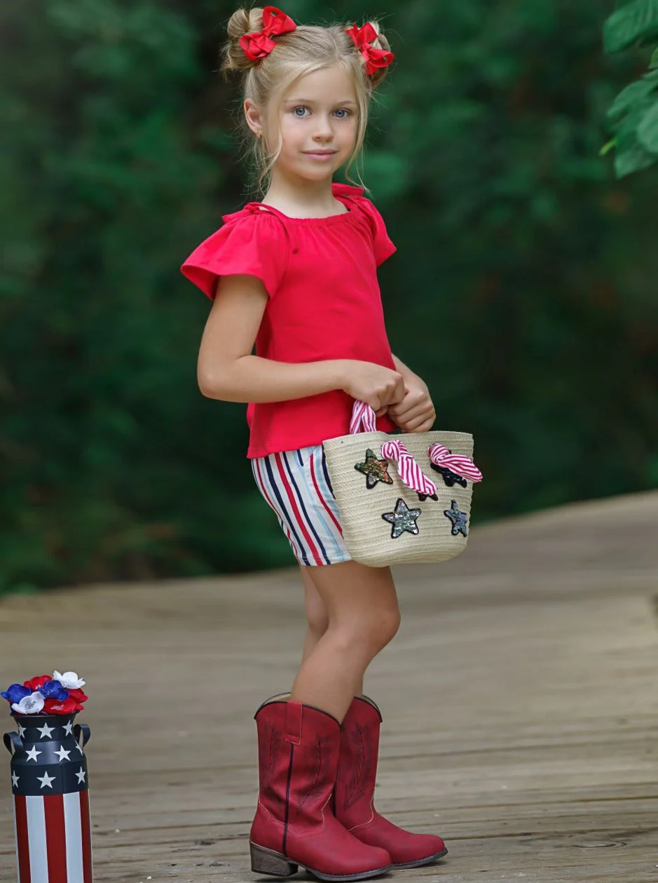 Lil Lady In Red Striped Shorts Set - Image 8