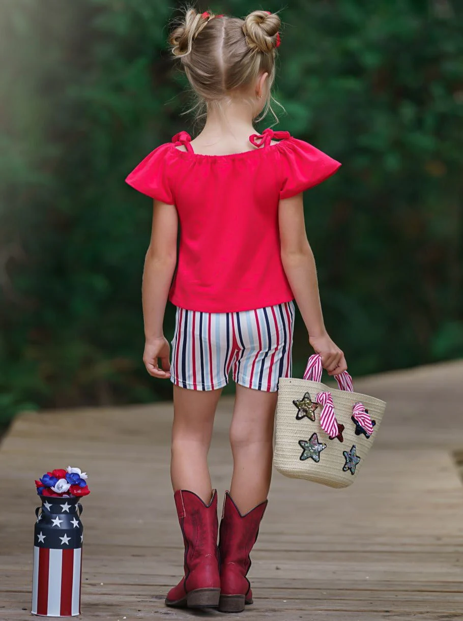 Lil Lady In Red Striped Shorts Set - Image 9