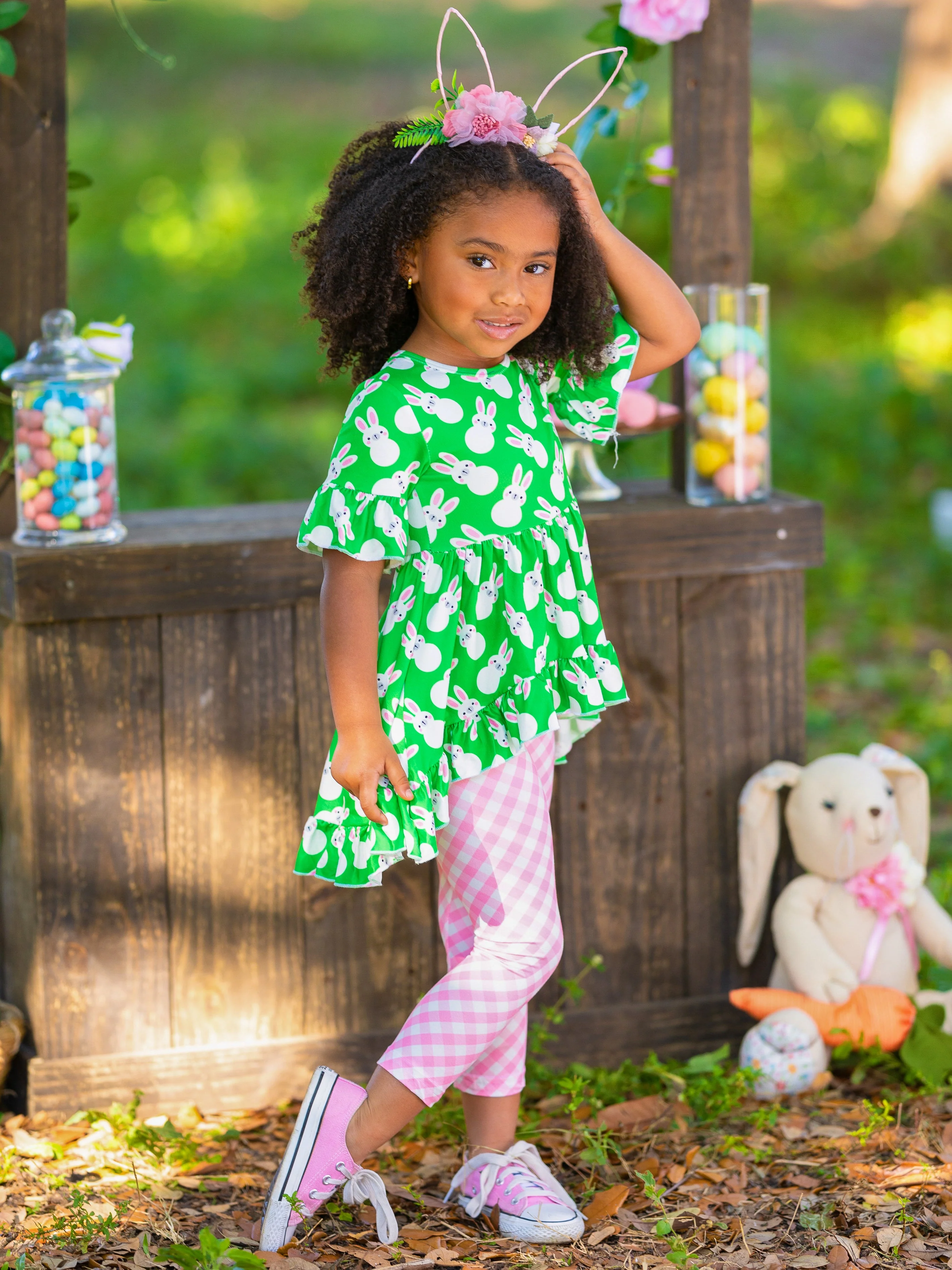 Peep This Bunny Gingham Hi-Lo Legging Set - Image 2