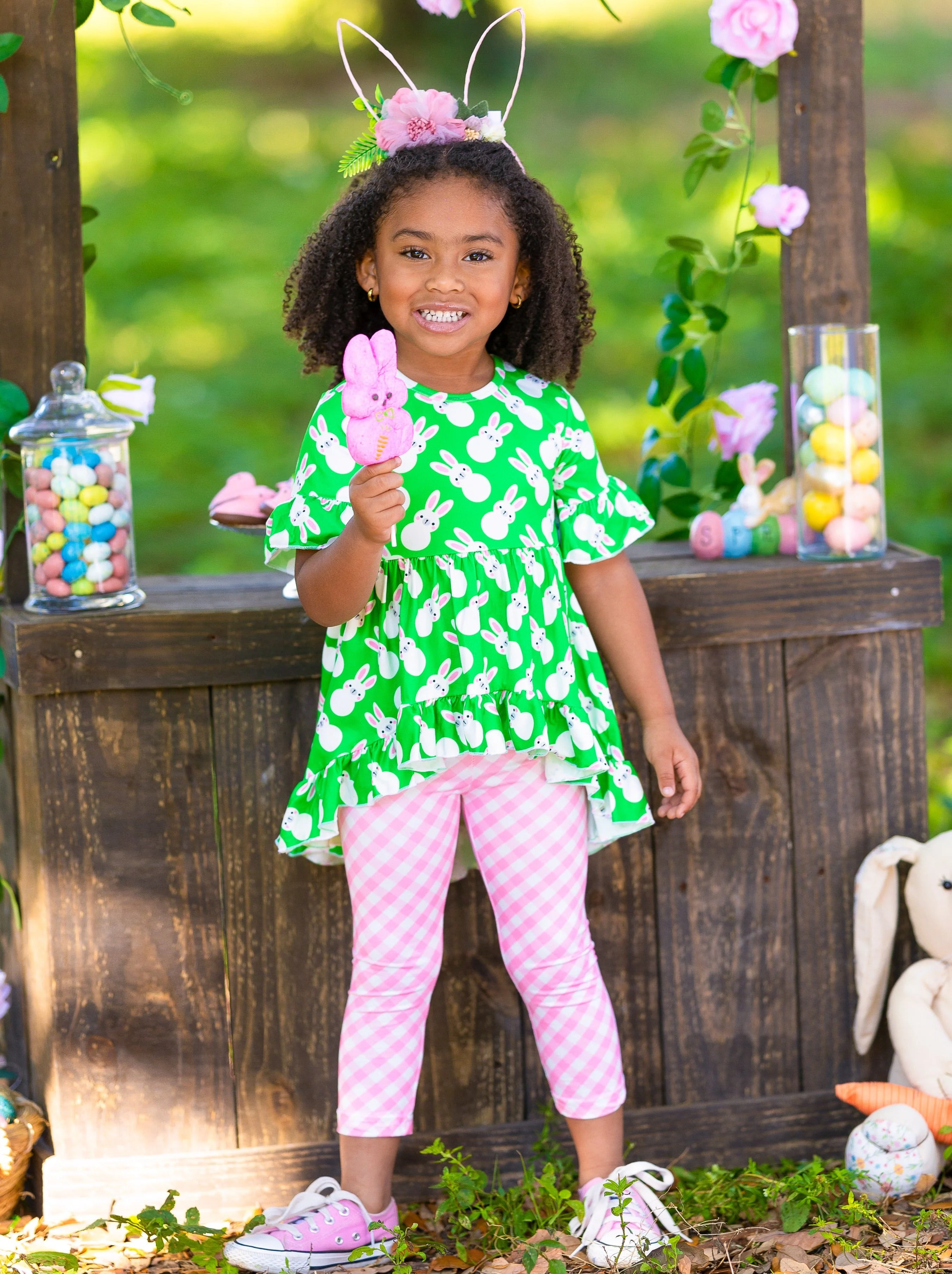 Peep This Bunny Gingham Hi-Lo Legging Set - Image 3