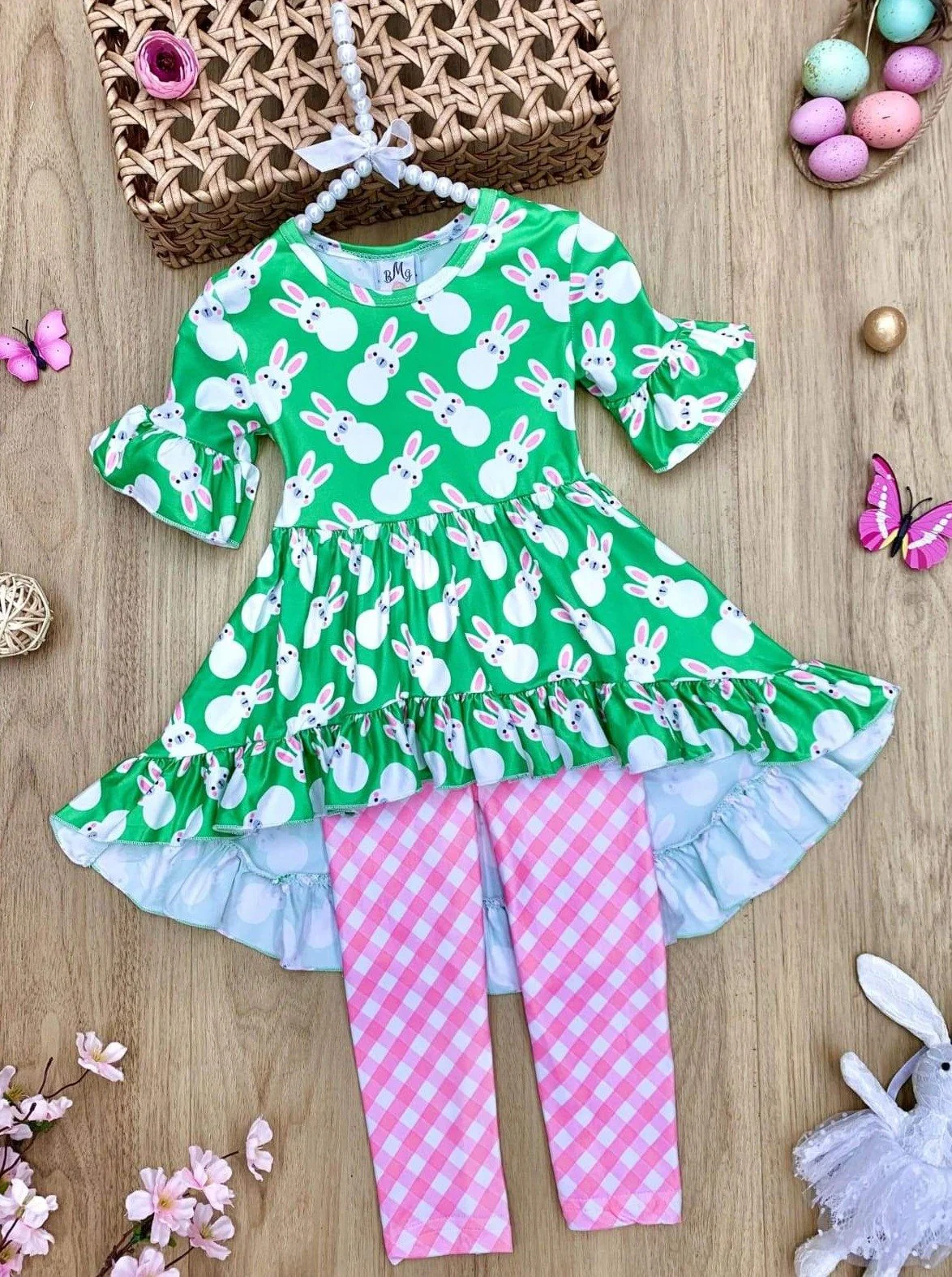Peep This Bunny Gingham Hi-Lo Legging Set - Image 4