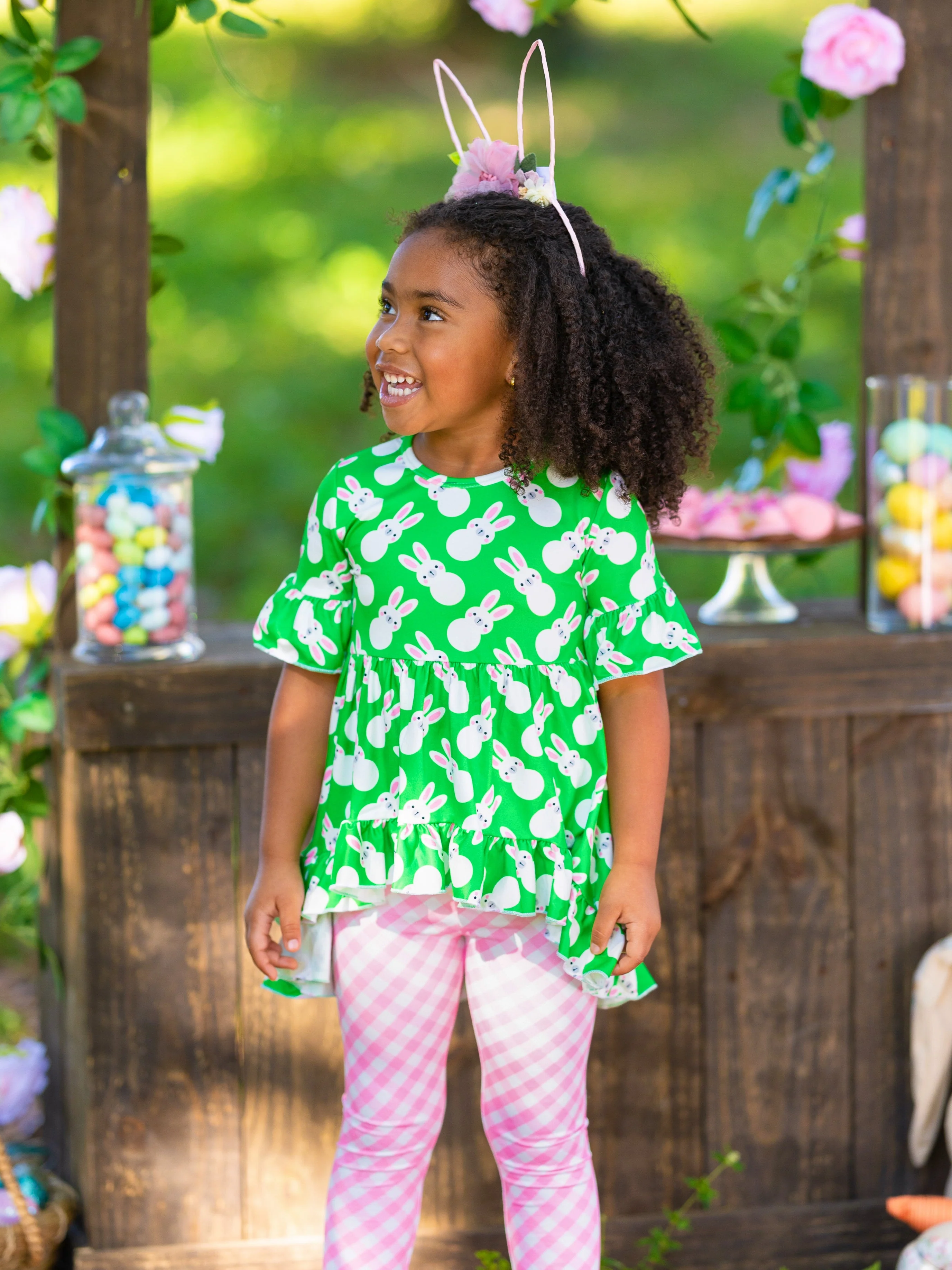 Peep This Bunny Gingham Hi-Lo Legging Set - Image 5
