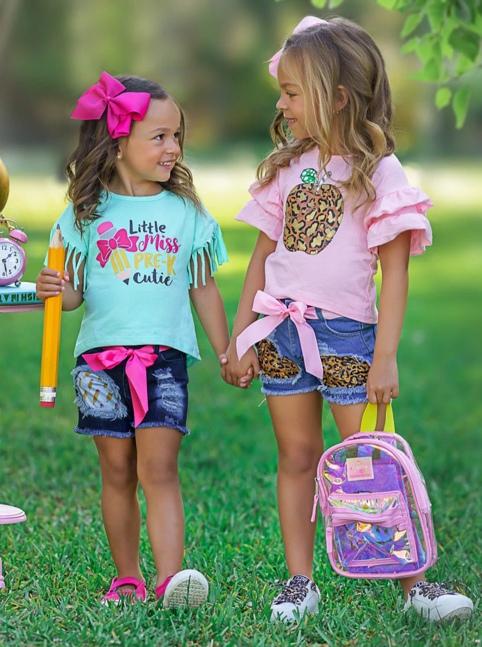Little Miss Pre-K Cutie Patched Denim Short Set - Image 6