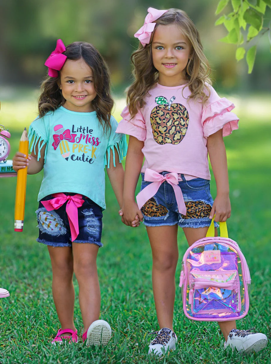Little Miss Pre-K Cutie Patched Denim Short Set - Image 7