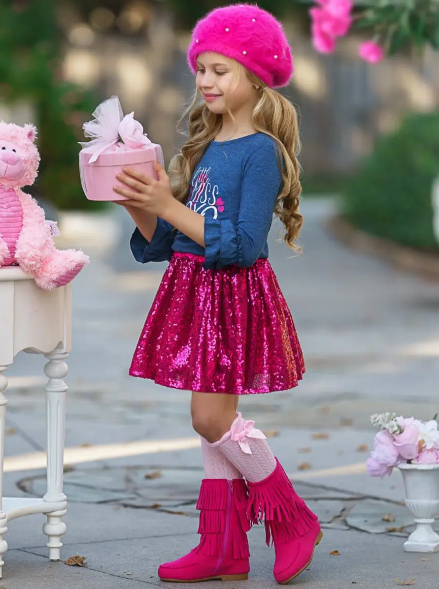 Little Miss XOXO Sparkle Skirt Set - Image 4