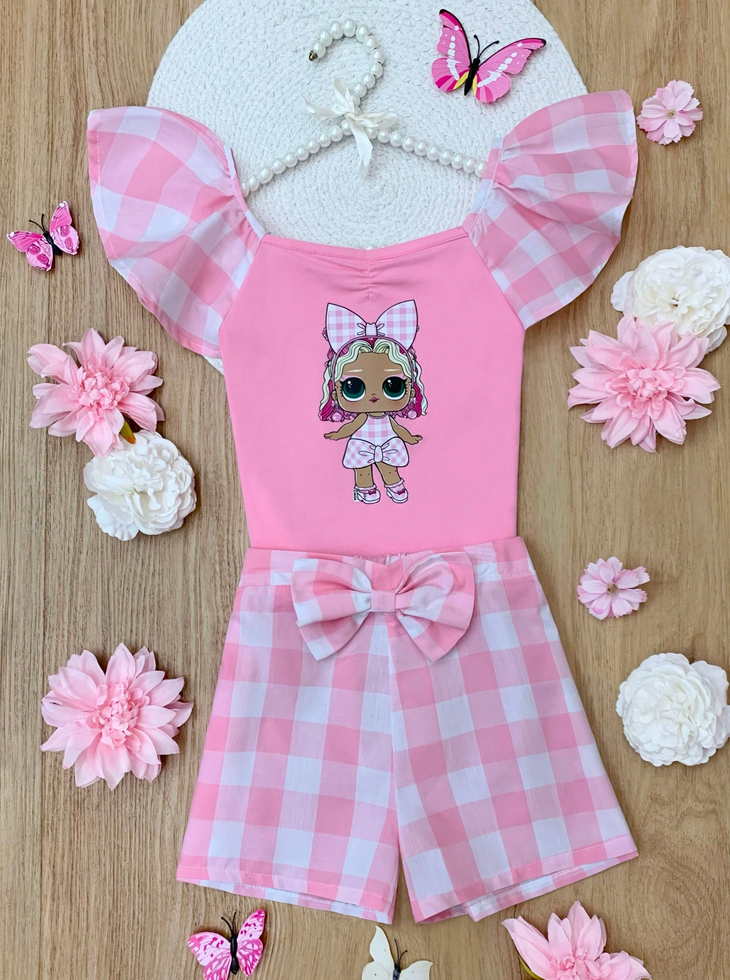 L.O.L. SURPRISE! Cheery Cherry Pink Gingham Short Set - Image 3