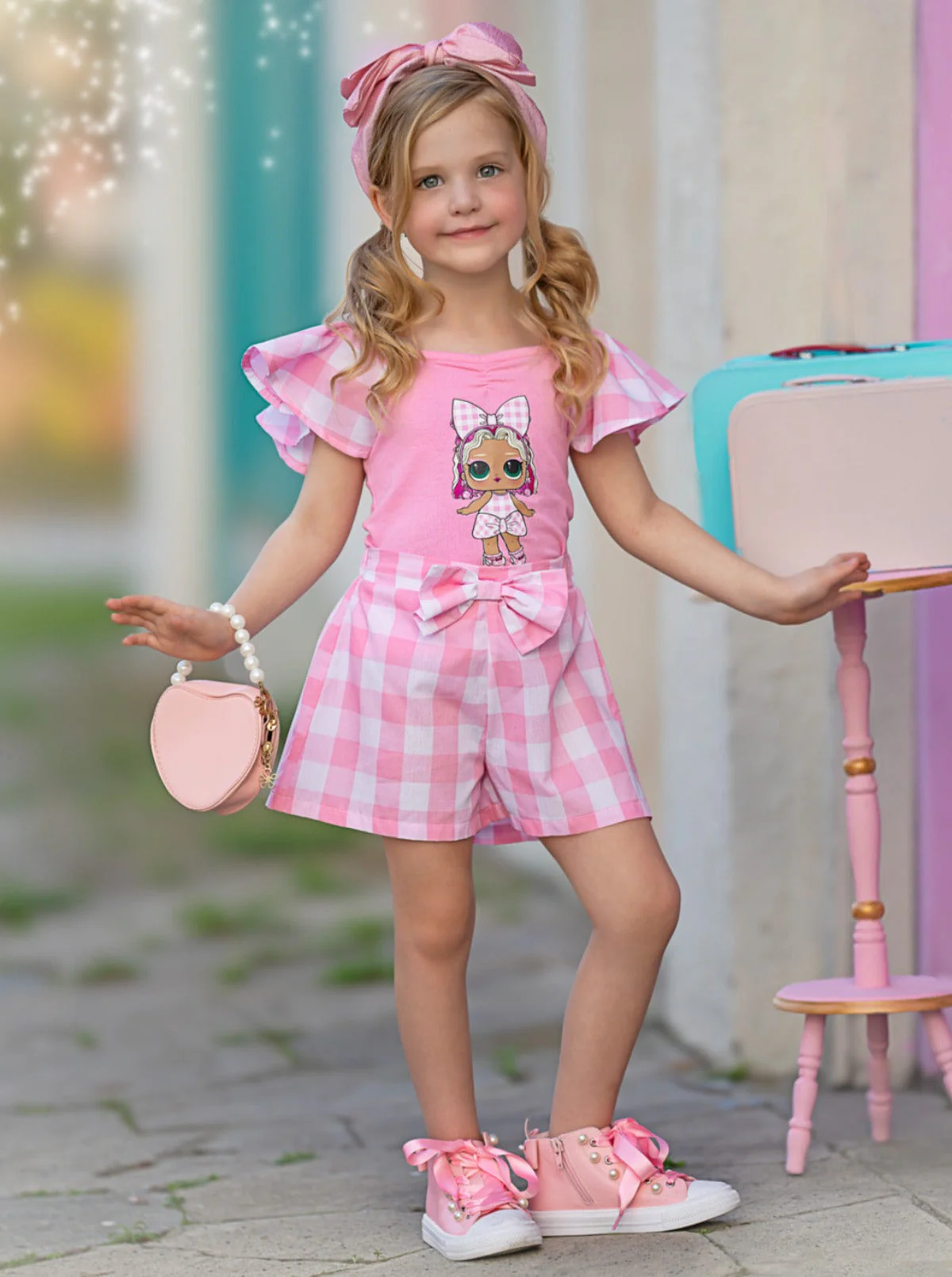 L.O.L. SURPRISE! Cheery Cherry Pink Gingham Short Set - Image 4