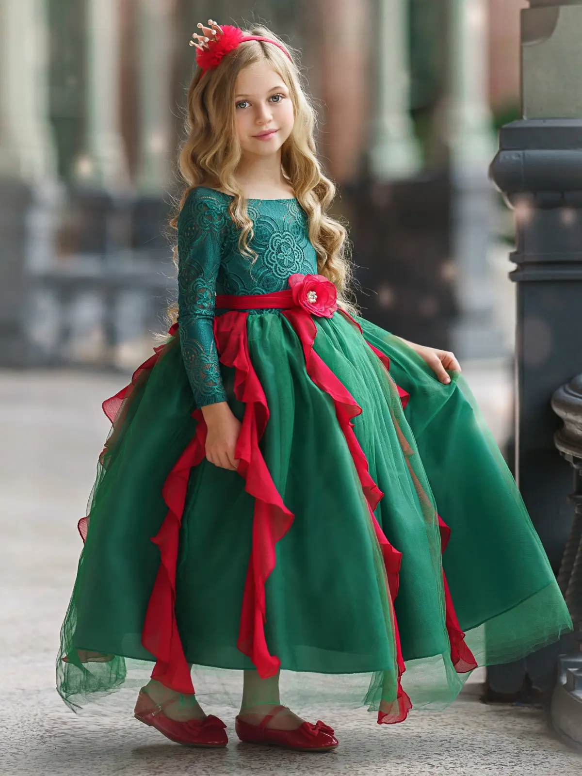 Christmas Princess Lace Holiday Gown - Image 3