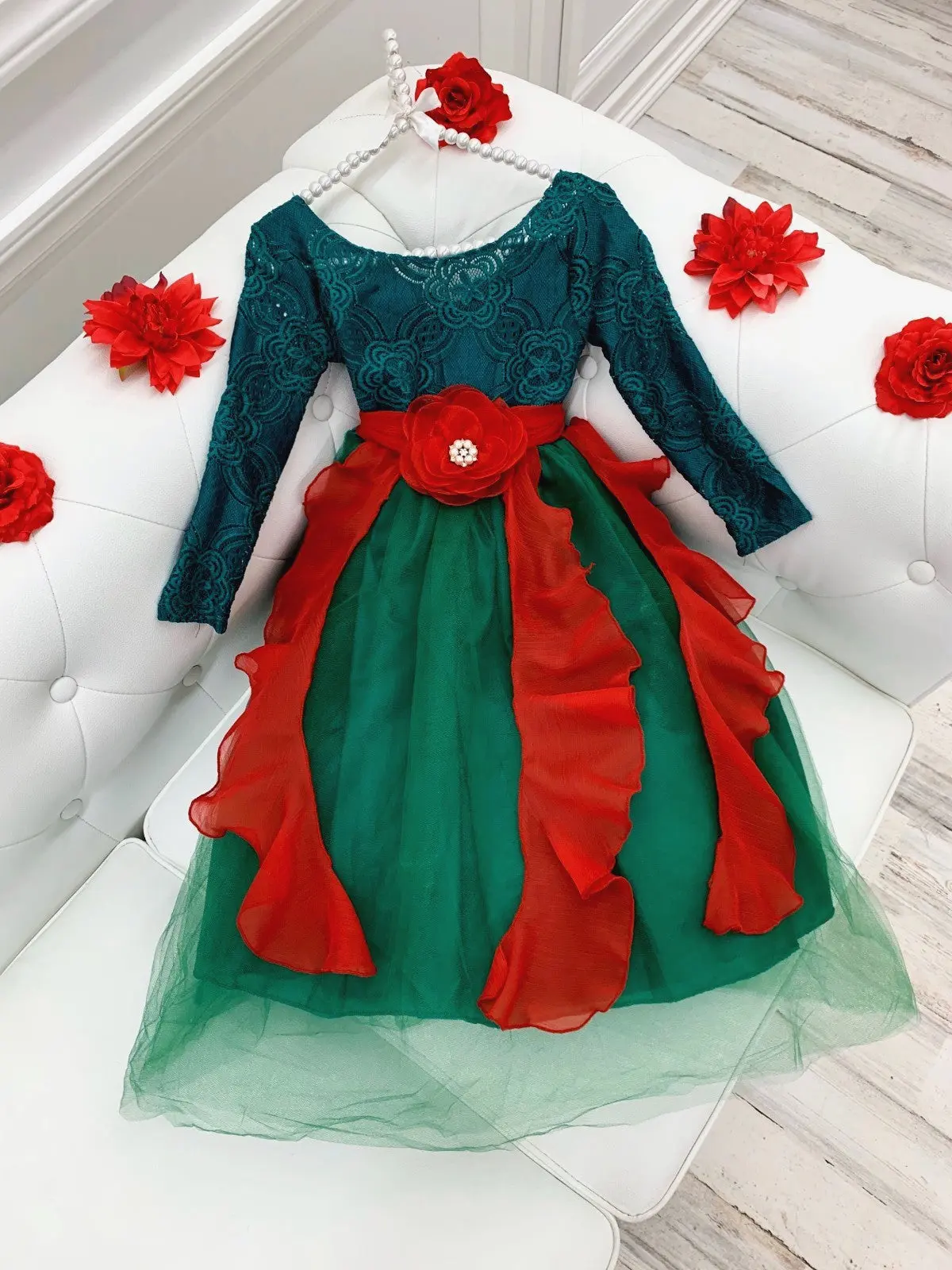 Christmas Princess Lace Holiday Gown - Image 4