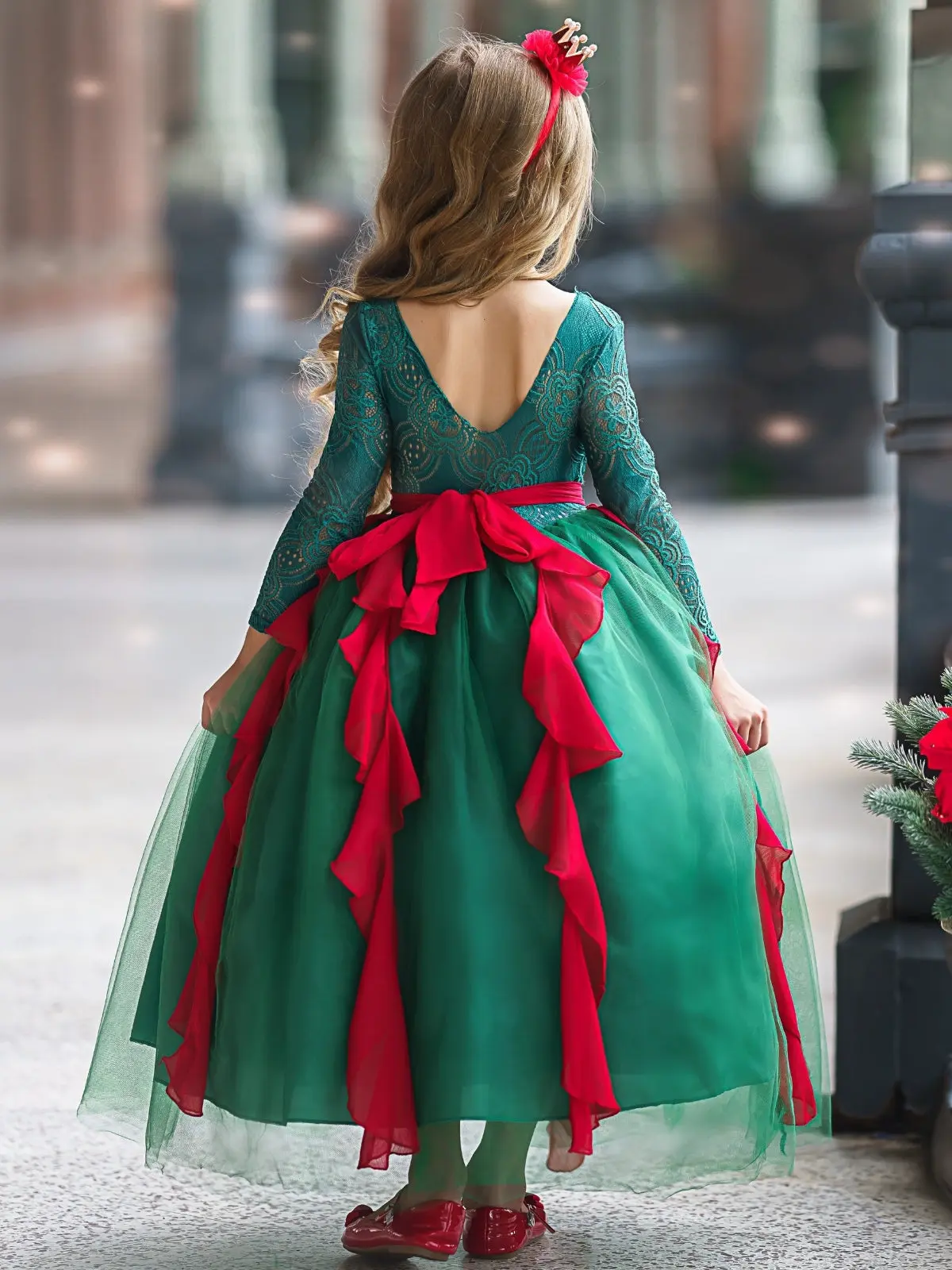Christmas Princess Lace Holiday Gown - Image 5