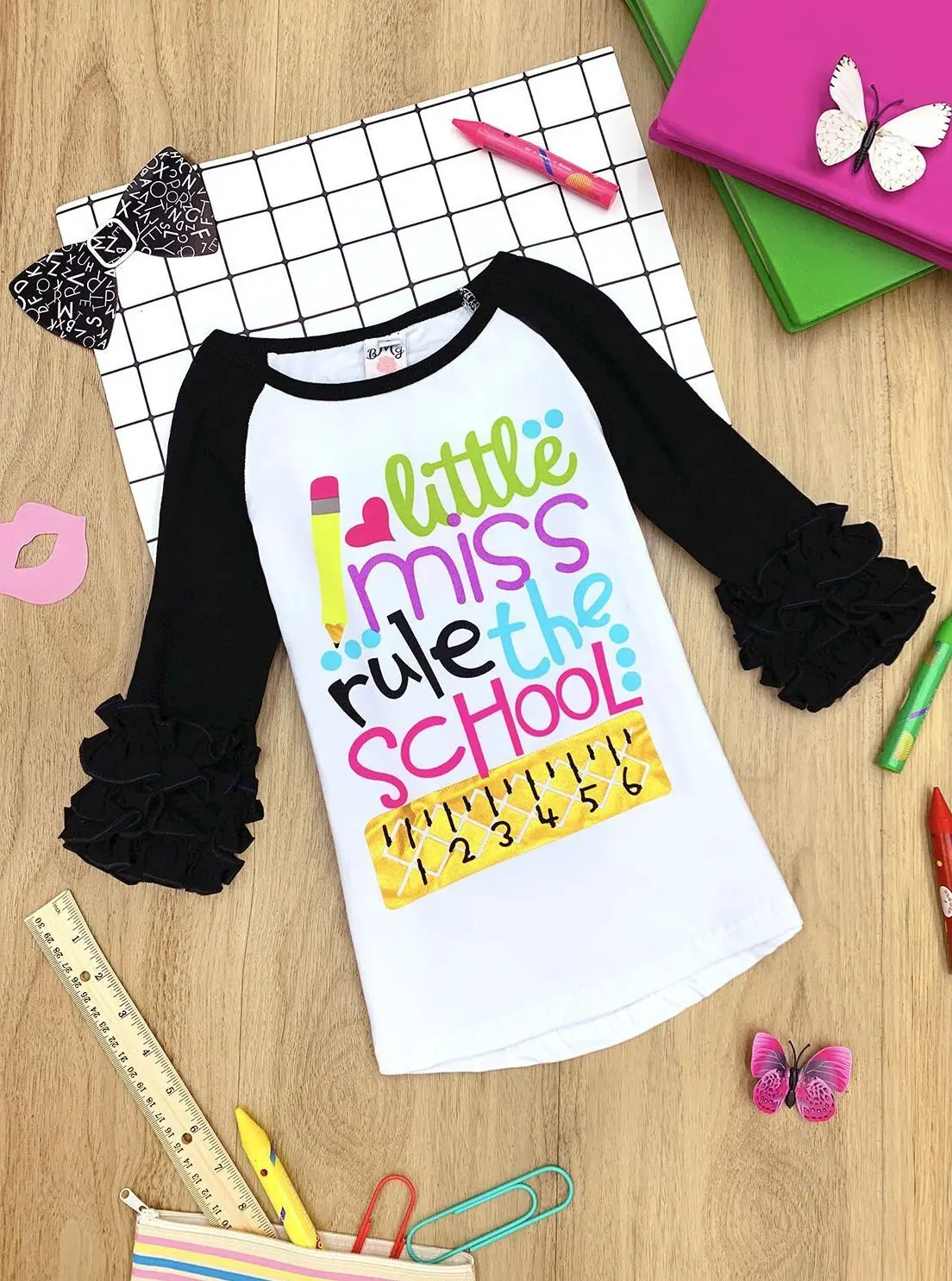 Little Miss Rule the School Raglan Top - Image 2