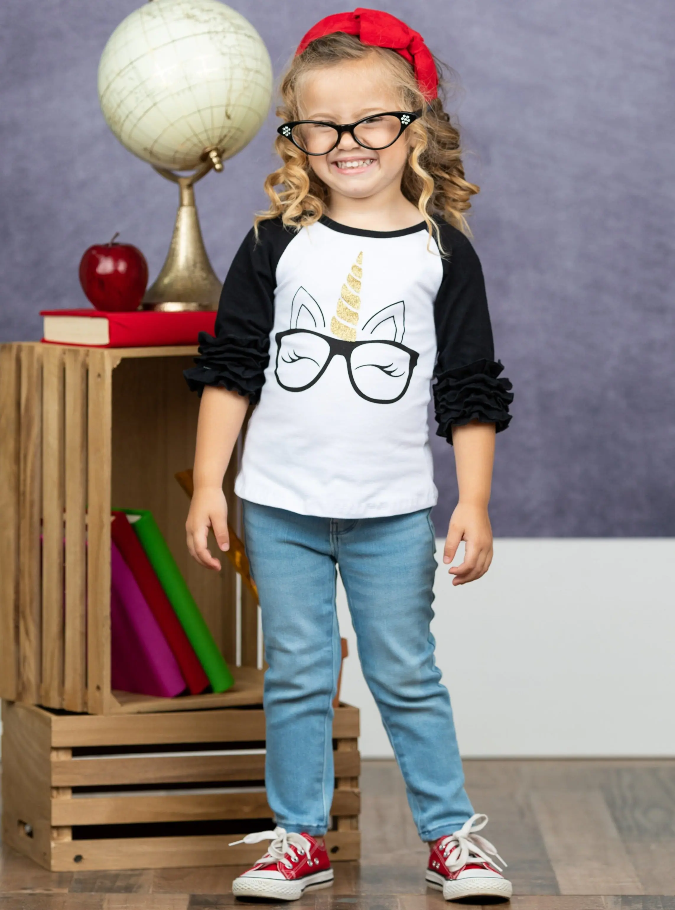 Smart Unicorn Ruffle Raglan Top - Image 2
