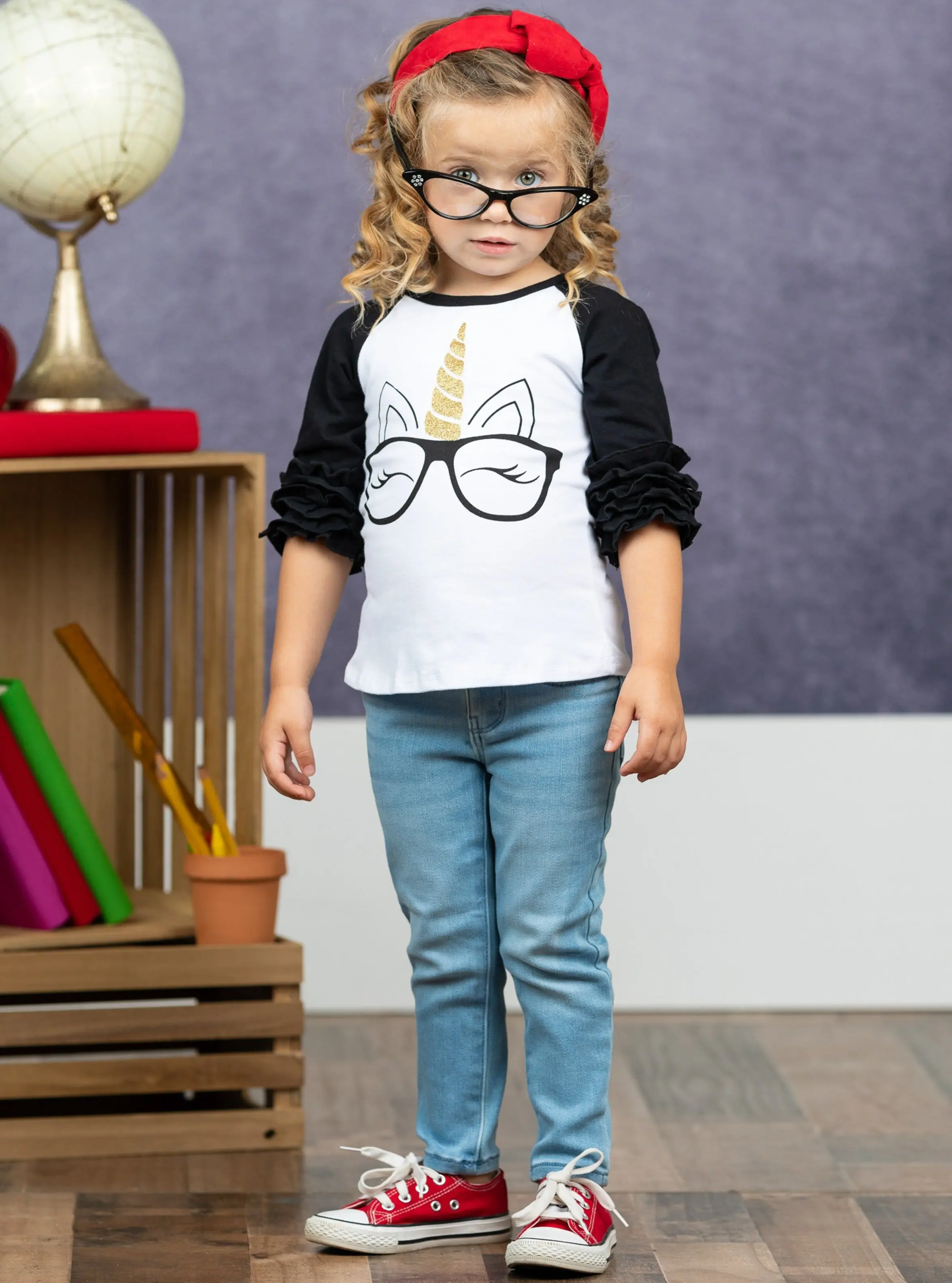 Smart Unicorn Ruffle Raglan Top - Image 4
