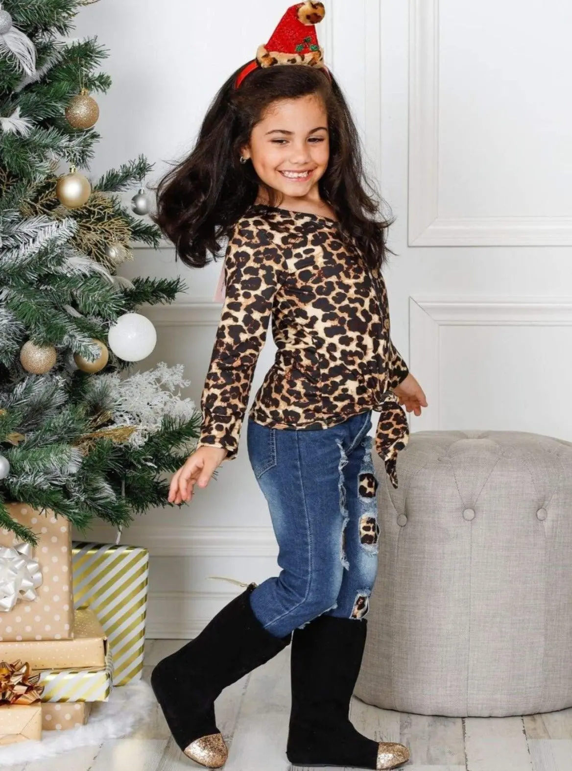 Big Roar Leopard Patched Jeans Set - Image 2