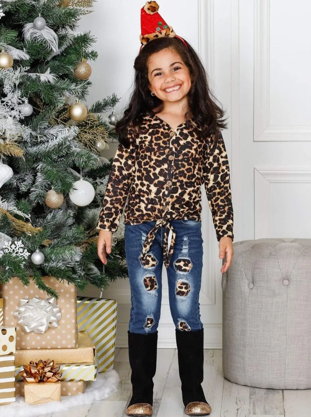 Big Roar Leopard Patched Jeans Set - Image 4