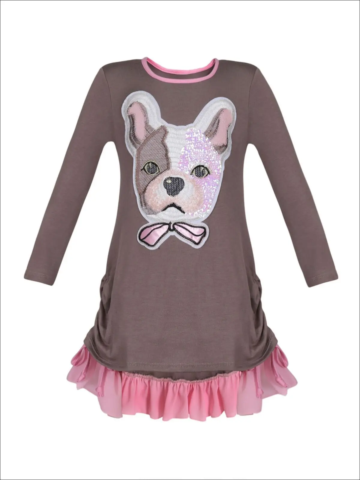 Girls Long Sleeve Drawstring Ruffled Applique Tunic - Image 7
