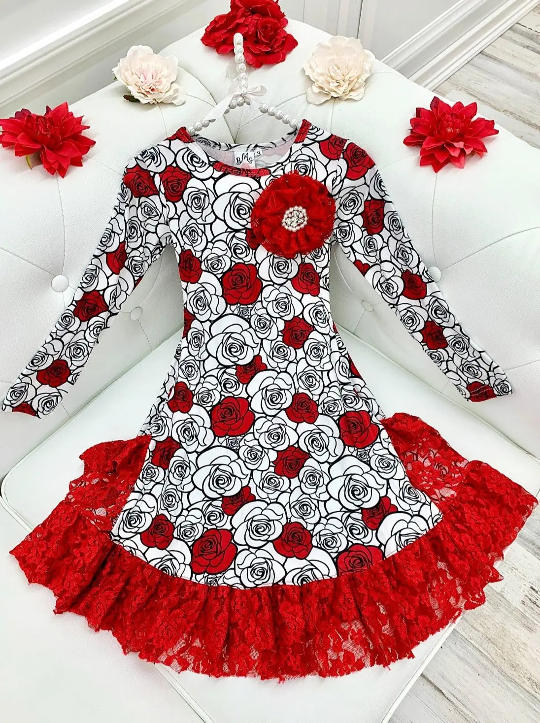 Fierce and Festive Ruffle Lace Hem Dress - Image 2