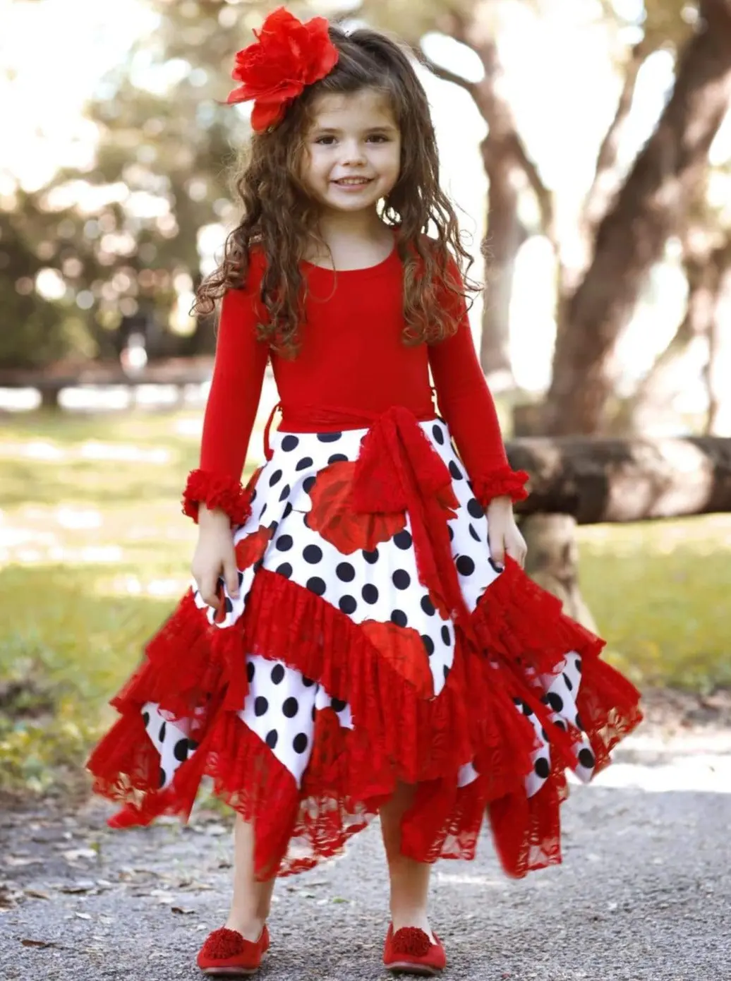 Girls Double Layer Handkerchief Dress with Lace Ruffles - Image 10