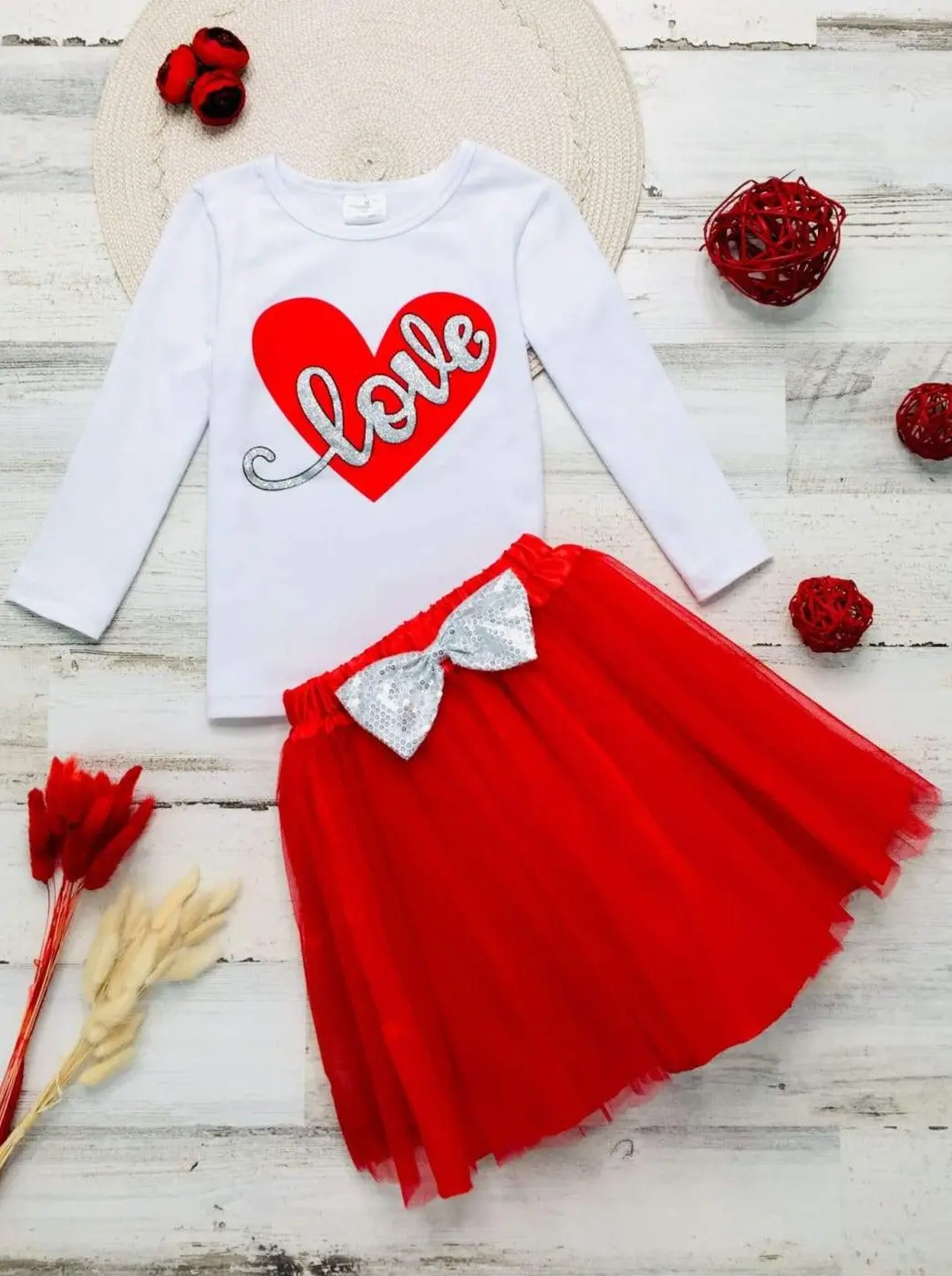 Girls Struck By Love Top and Tutu Skirt Set - Image 2