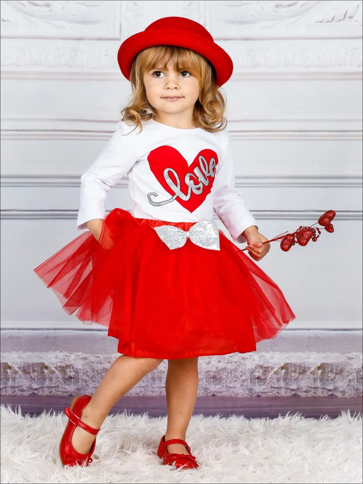 Girls Struck By Love Top and Tutu Skirt Set - Image 3