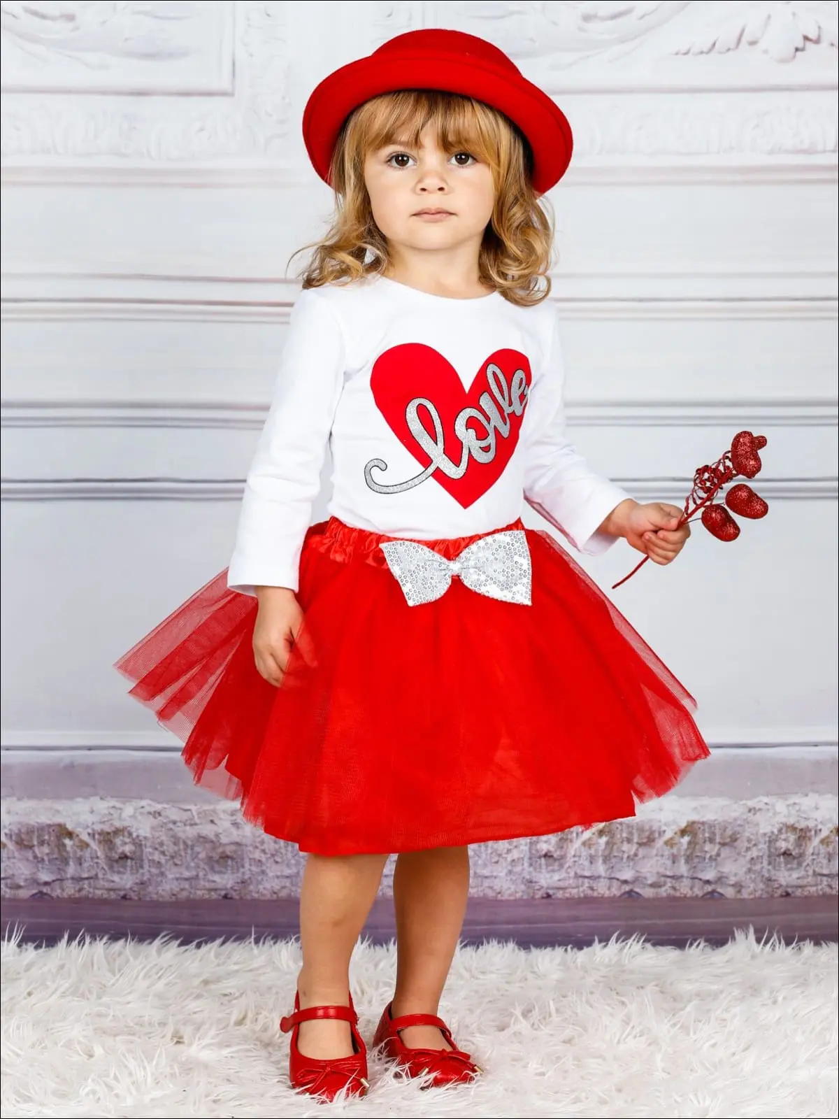 Girls Struck By Love Top and Tutu Skirt Set - Image 4