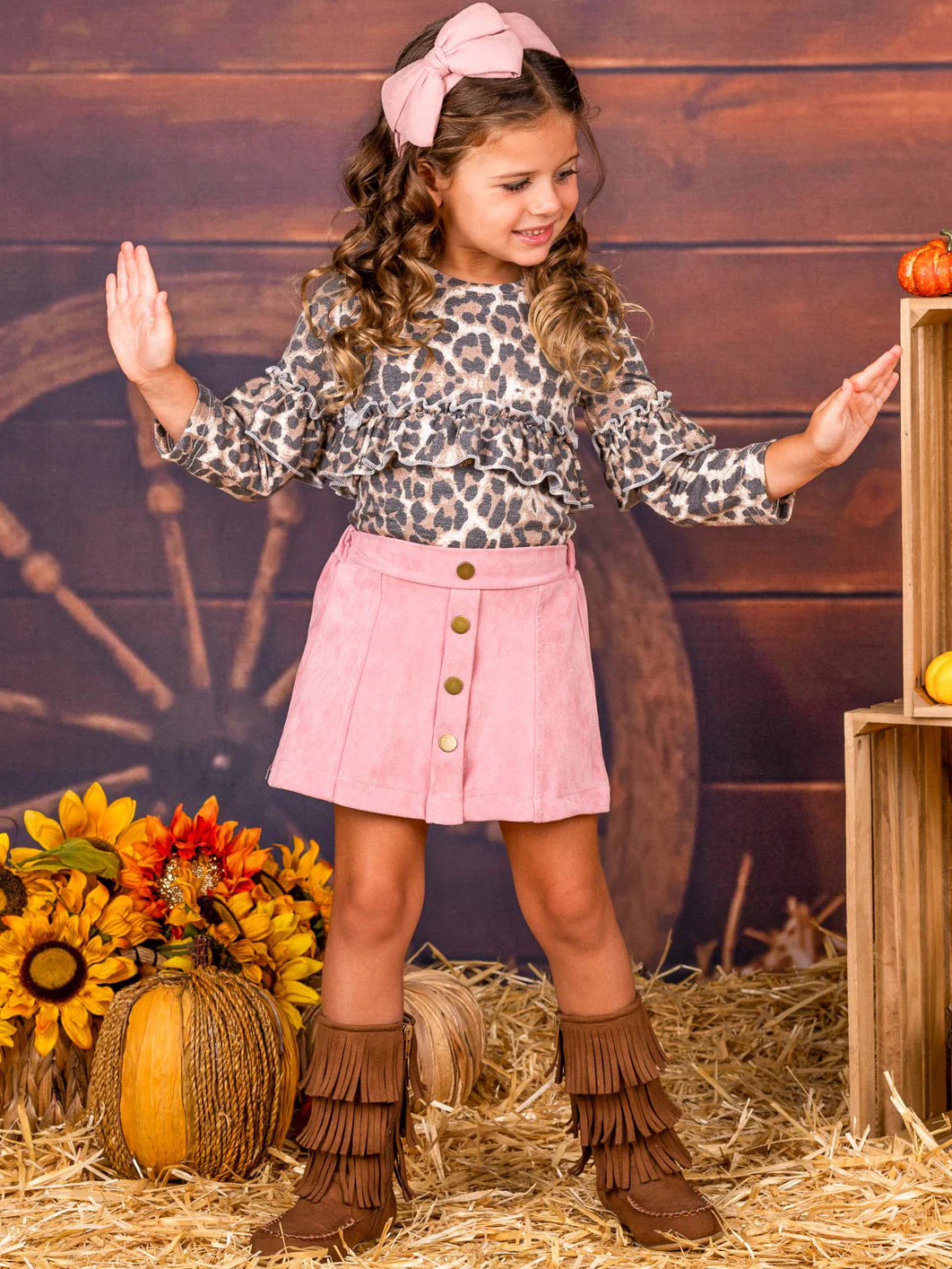 Savage Style Ruffle Top and Suede Skirt Set - Image 2